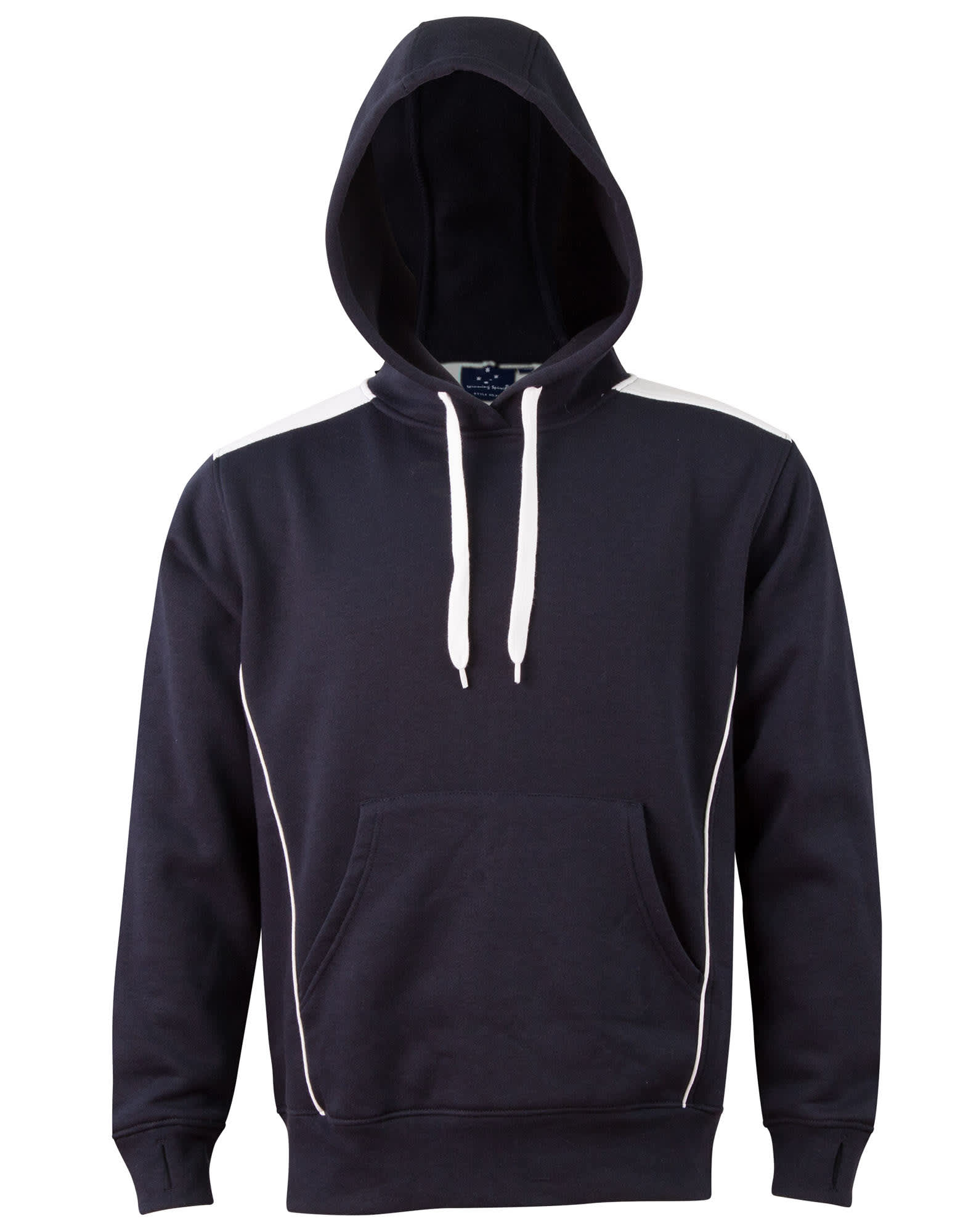 Adults Close Front Contrast Fleece Hoodie FL19 | Navy/White