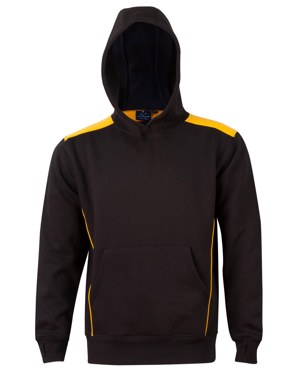 Kids Close Front Contrast Fleece Hoodie FL19K | Black/Gold