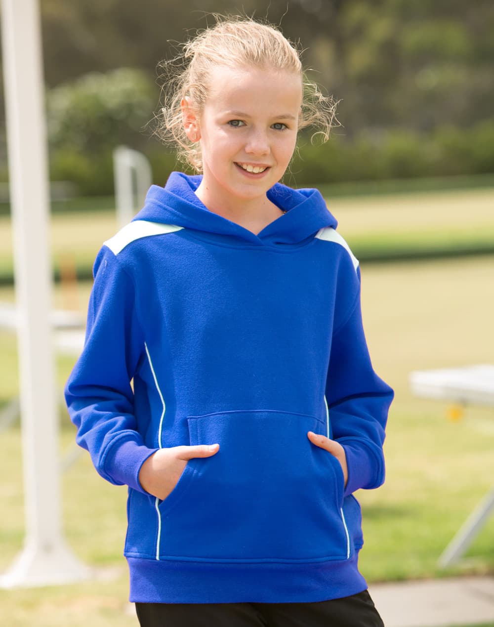 Kids Close Front Contrast Fleece Hoodie FL19K