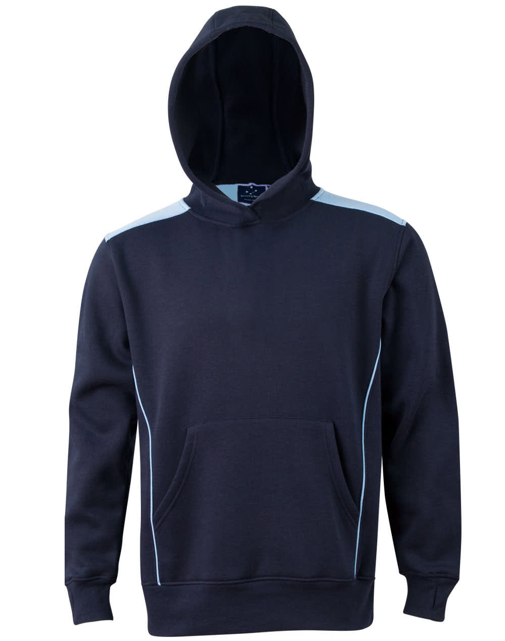 Kids Close Front Contrast Fleece Hoodie FL19K | Navy/Skyblue