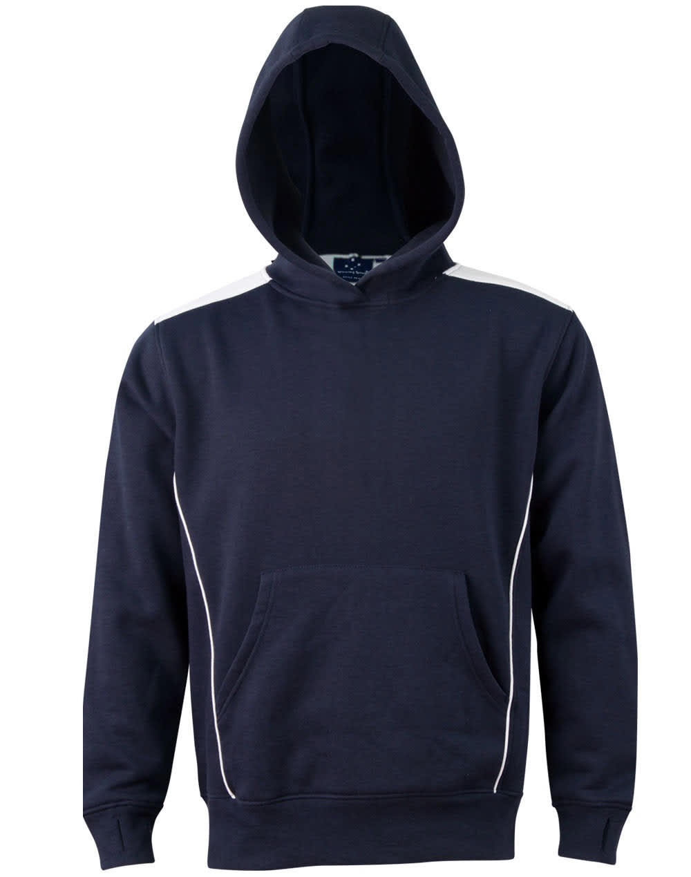 Kids Close Front Contrast Fleece Hoodie FL19K | Navy/White