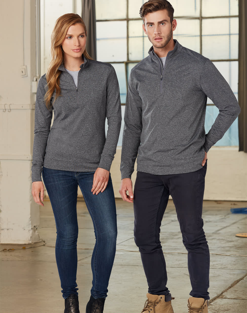 Mens Half Zip Long Sleeve Sweat Top FL25 | 