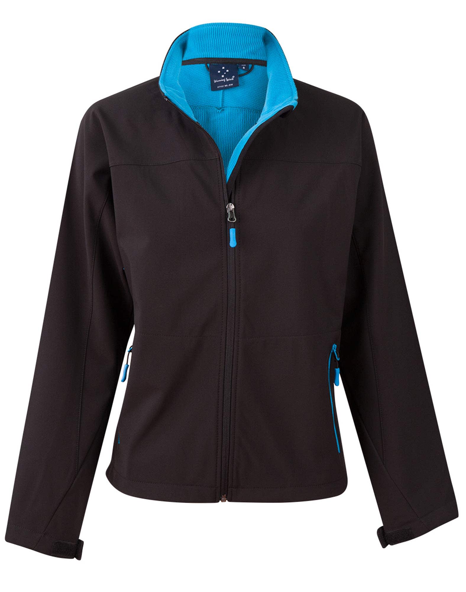 Ladies SoftshellTM Sports Jacket JK16 | Black/Cyan