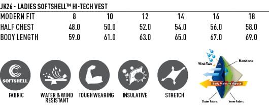 Ladies SoftshellTM Hi-tech Vest JK26 | 