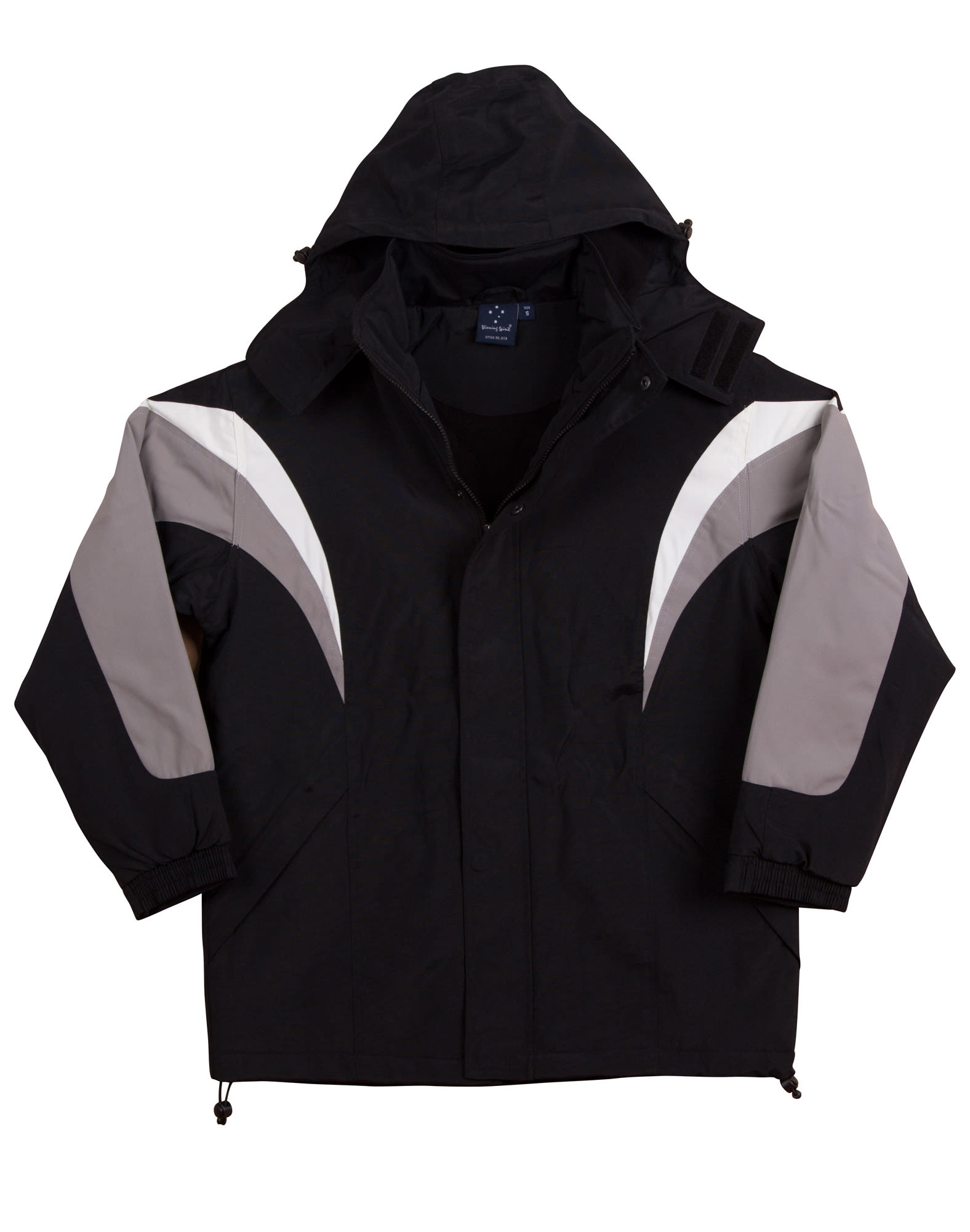 Unisex Bathurst Tri-colour Jacket With Hood JK28 | Black/White/Grey