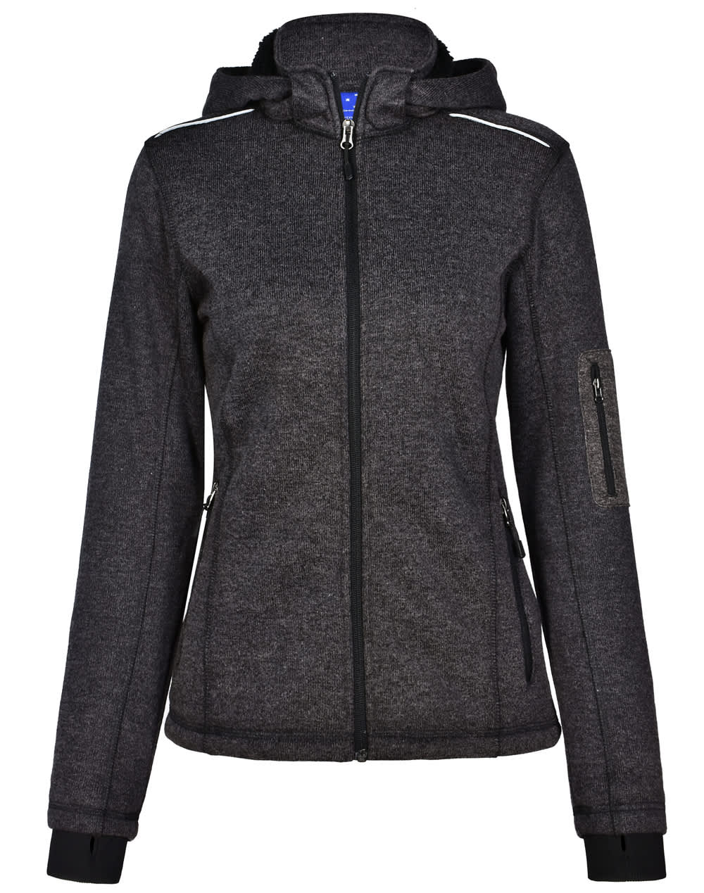 Ladies Heather Bonded Coral Fleece Jacket JK42 | Black