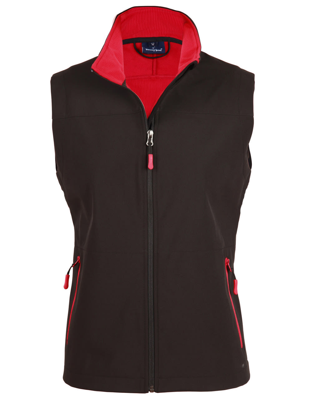 Ladies SoftshellTM Sports Vest JK46 | Black/Red