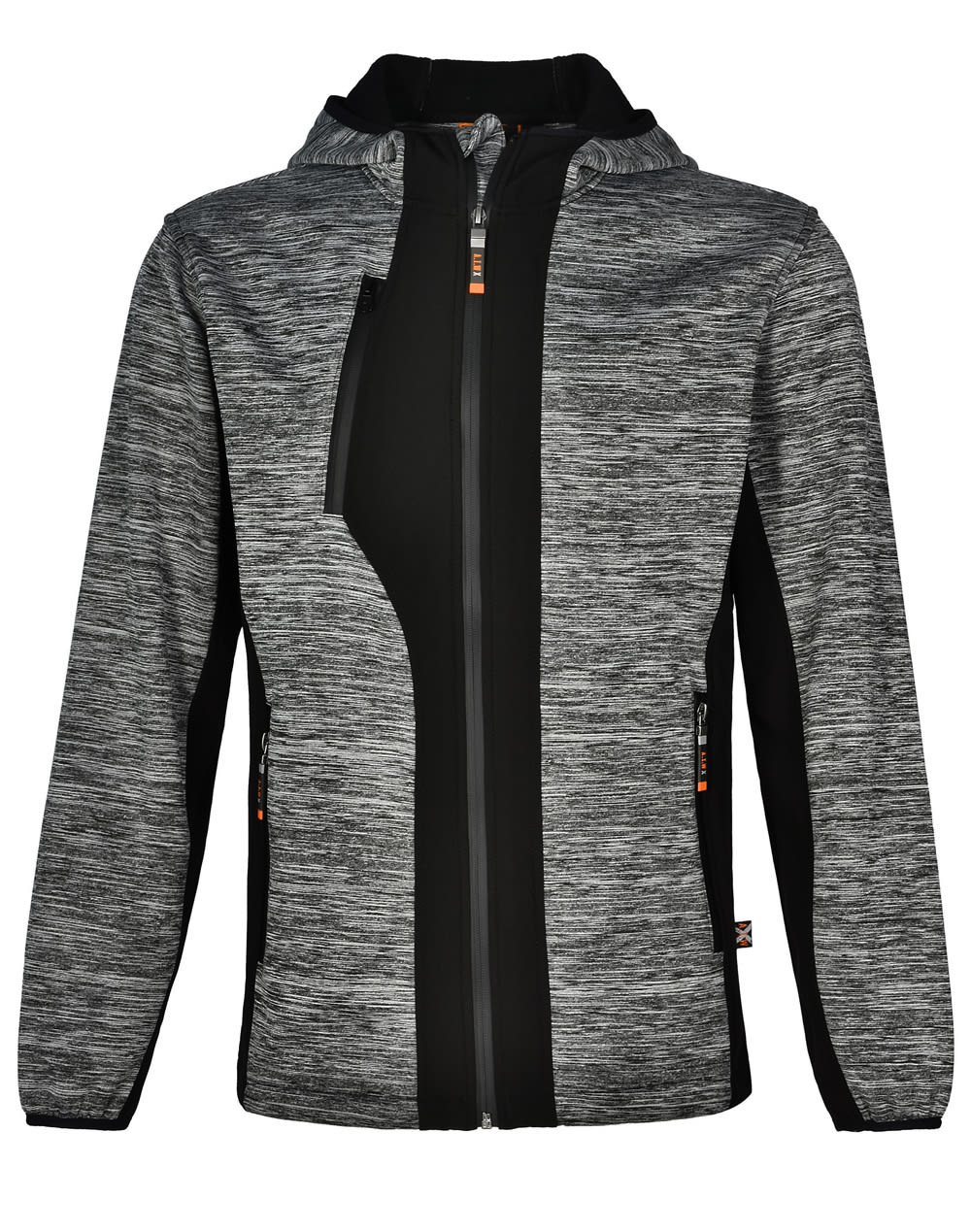 Unisex Laminated Functional Knit Hoodie JK49 | Marl Grey/Black