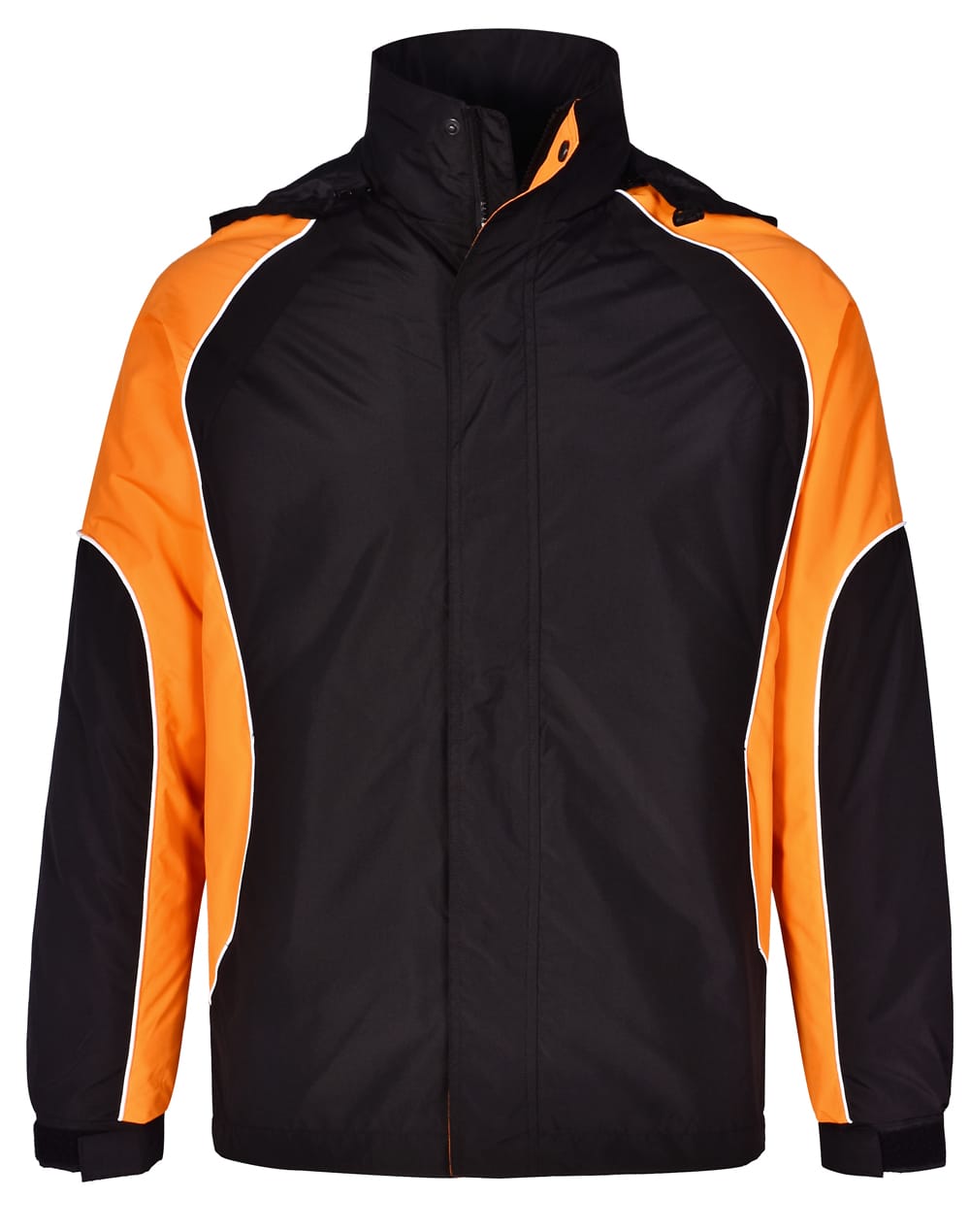 Adults Nylon Rip-Stop Jacket JK77 | Black/White/Orange