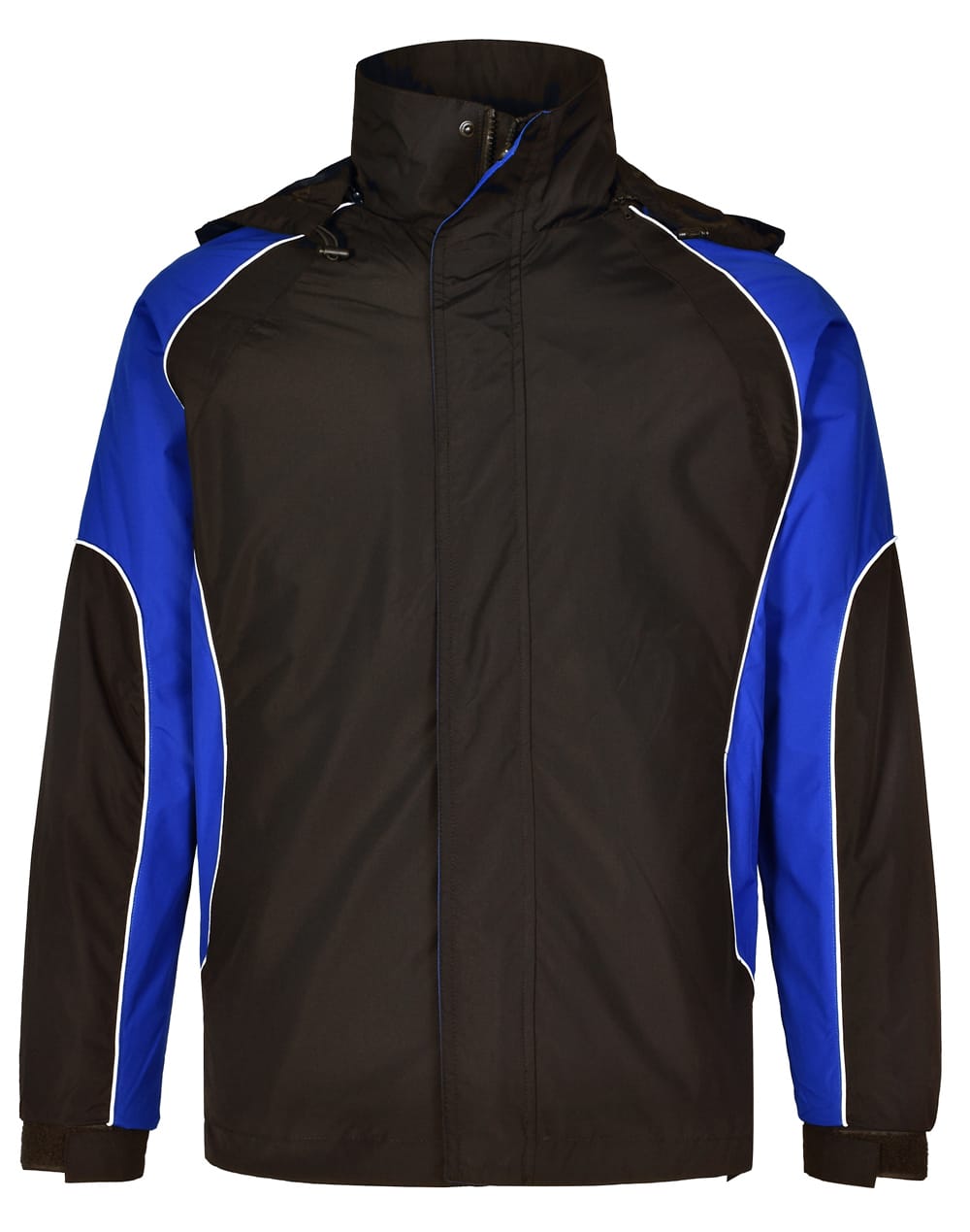 Adults Nylon Rip-Stop Jacket JK77 | Black/White/Royal