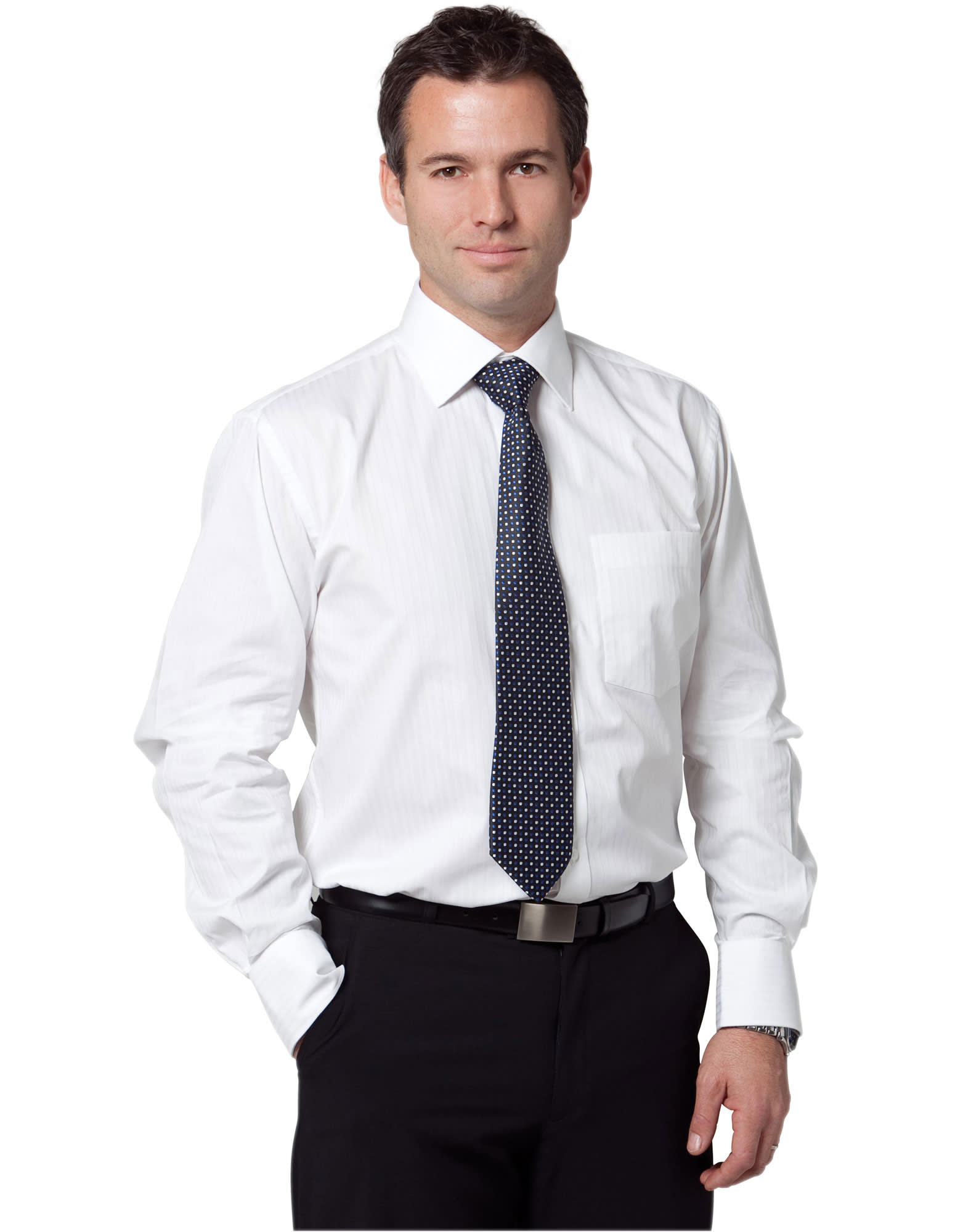 Men's Self Stripe Long Sleeve Shirt SH-M7102