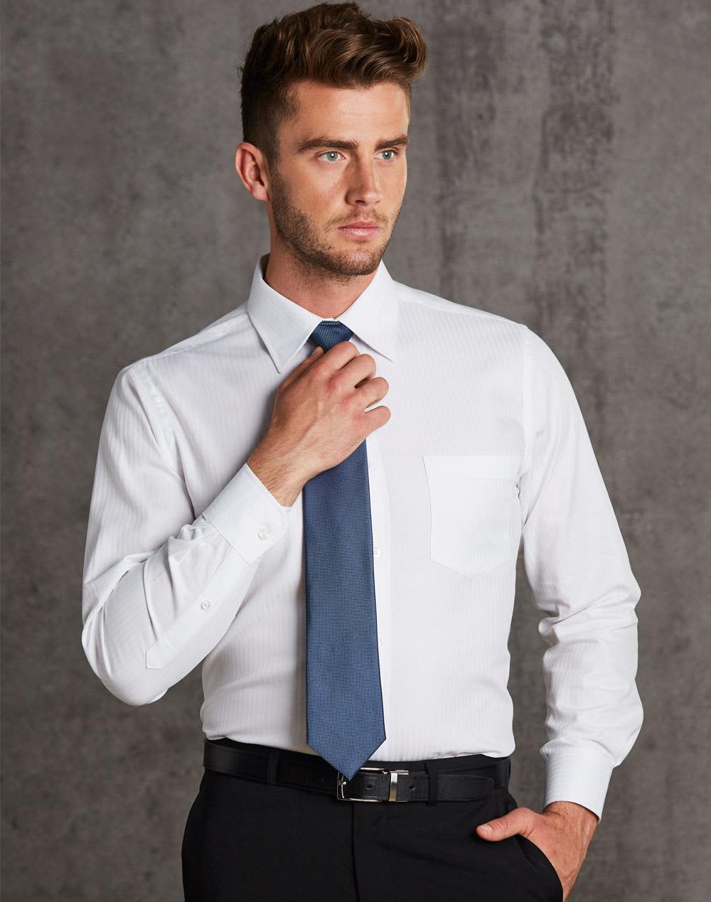 Men%27s Mini Herringbone Long Sleeve Shirt