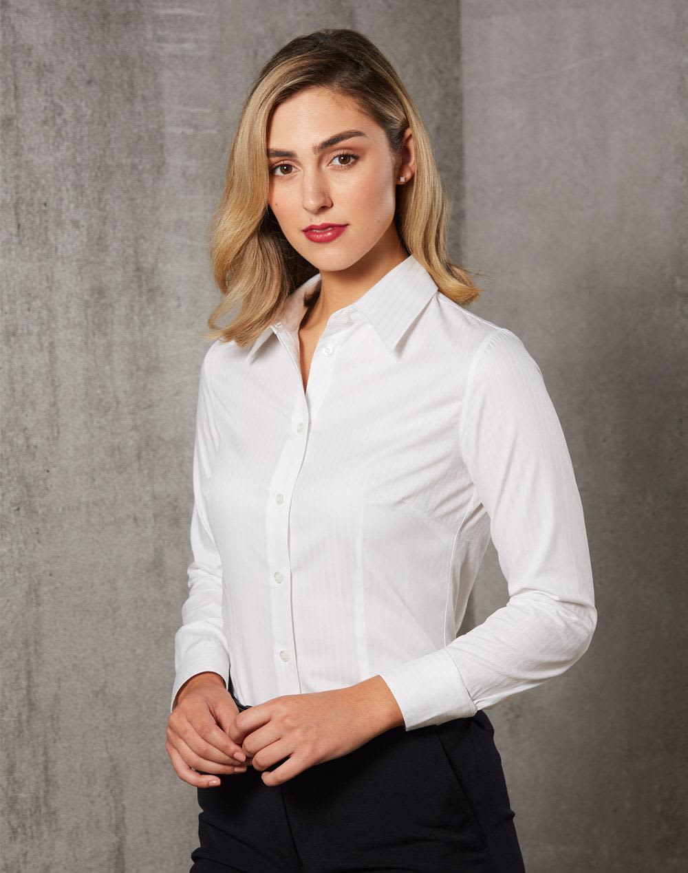 Women%27s Self Stripe Long Sleeve Shirt