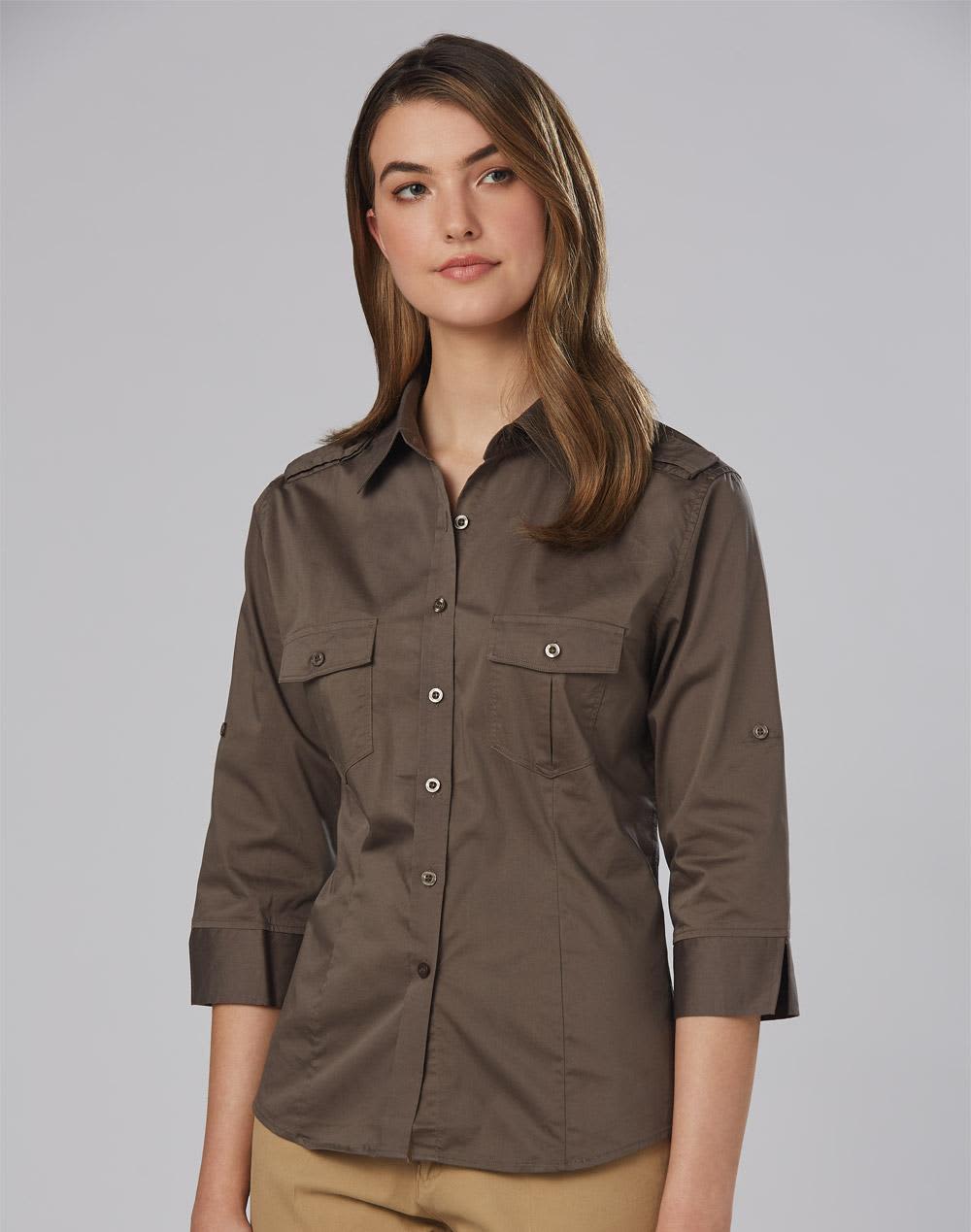 Women%27s 3/4 Sleeve Military Shirt