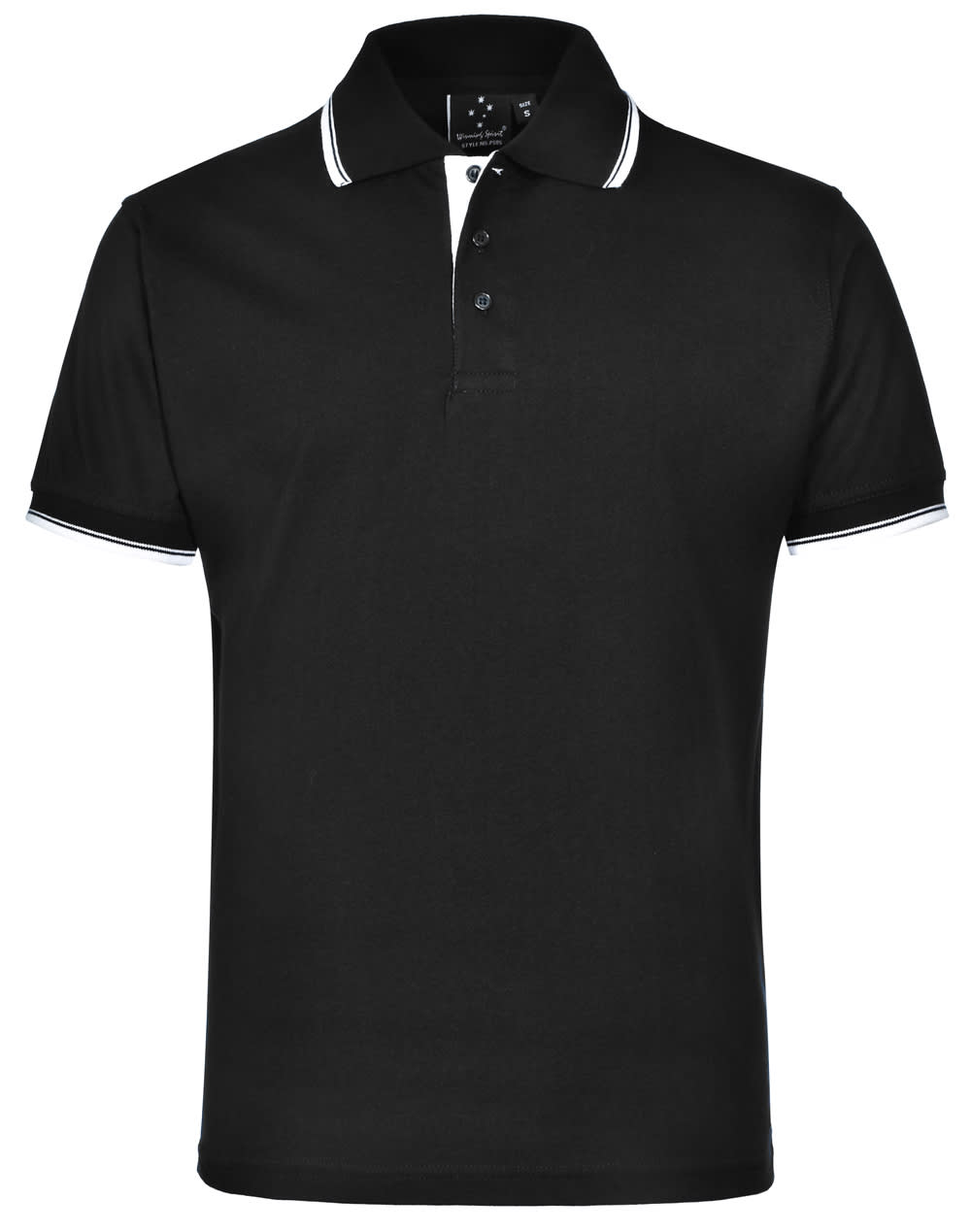 Cotton Contrast Jersey Knit Short Sleeve Polo (Unisex) PS05 | Black/White