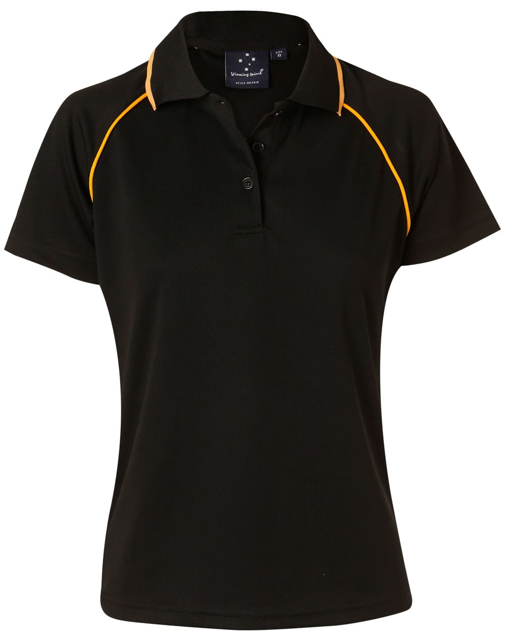 Ladies CoolDry Raglan Short Sleeve Contrast Polo PS19 | Black/Gold