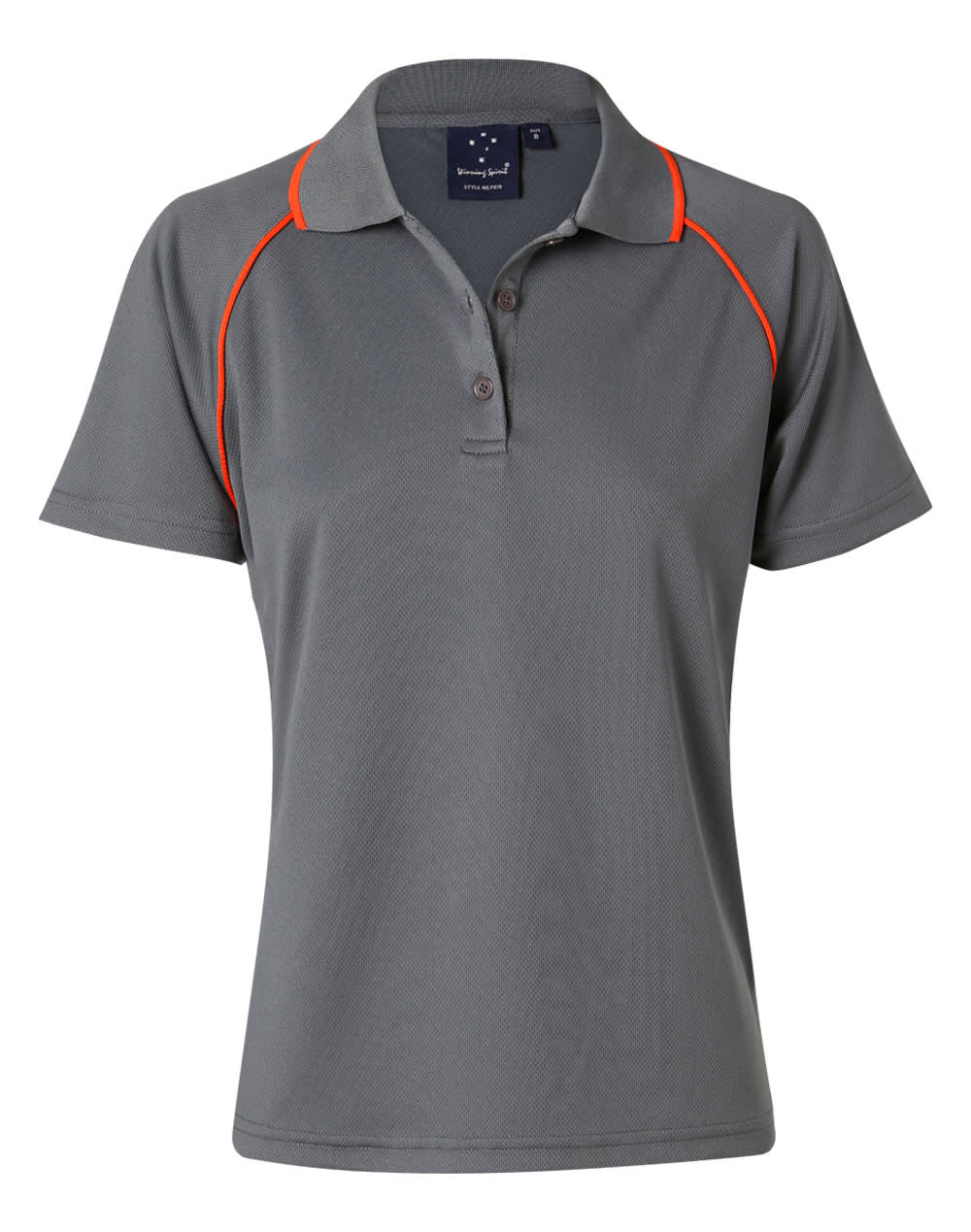 Ladies CoolDry Raglan Short Sleeve Contrast Polo PS19 | Charcoal/Orange