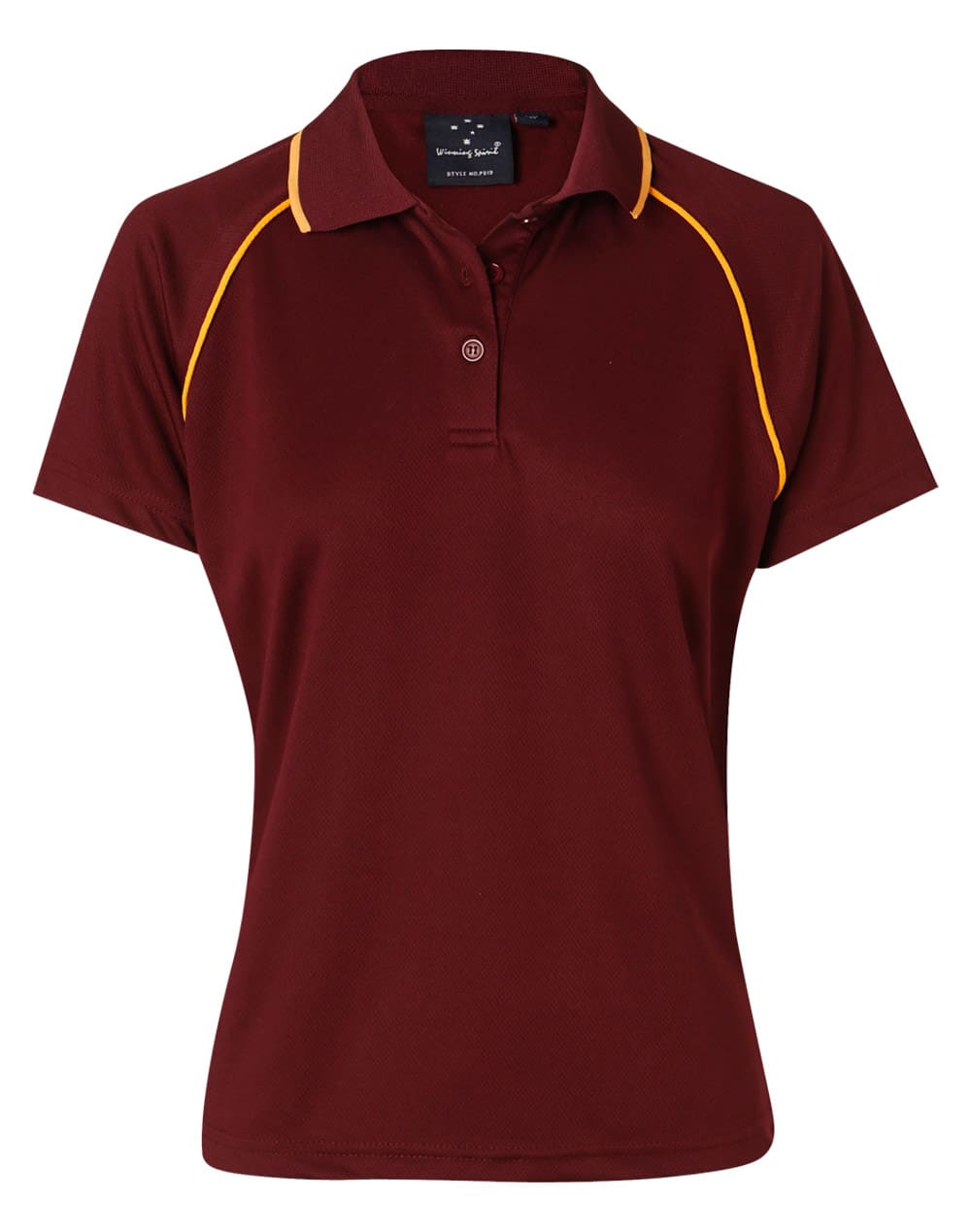 Ladies CoolDry Raglan Short Sleeve Contrast Polo PS19 | Maroon/Gold