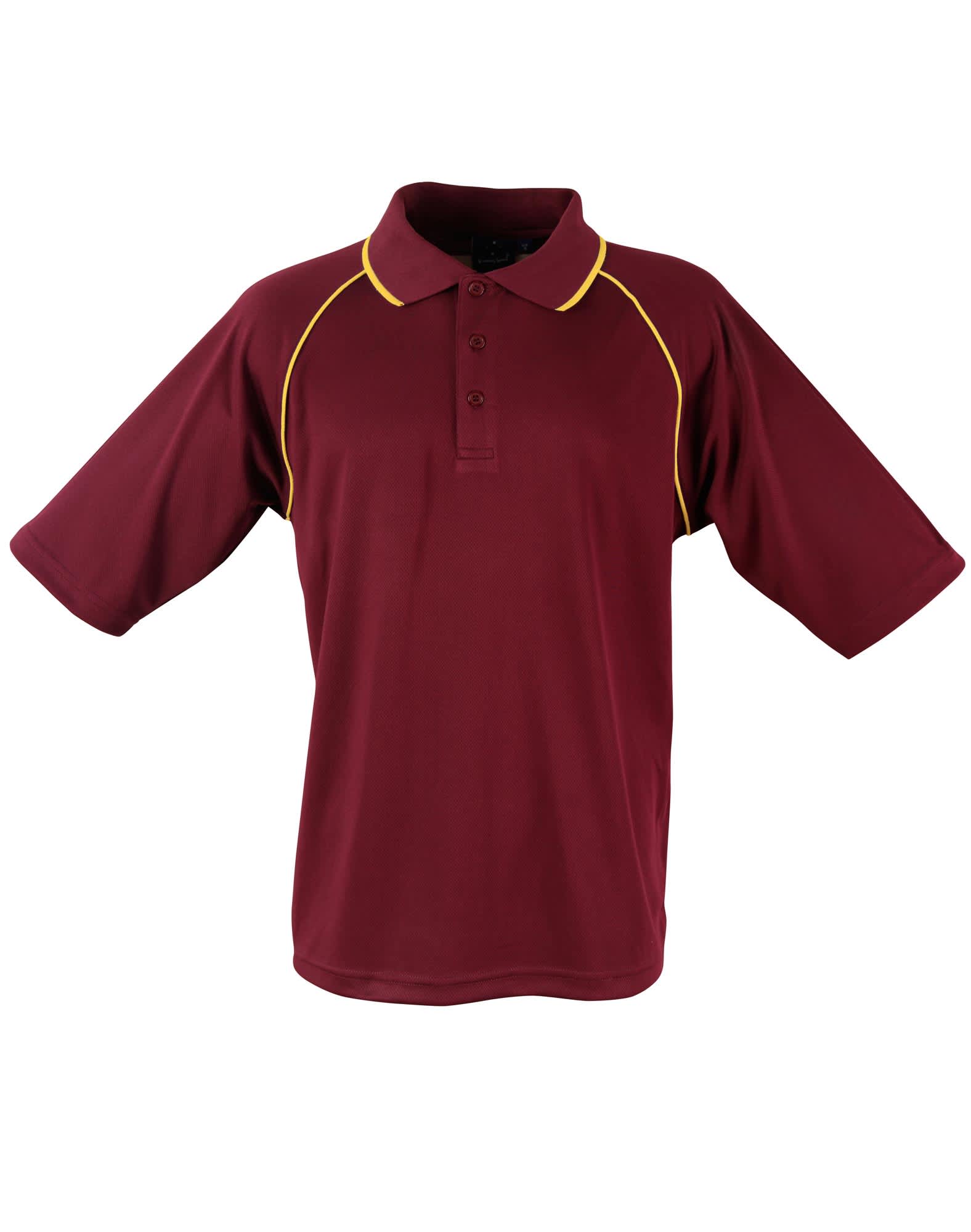 Mens CoolDry Raglan Short Sleeve Contrast Polo PS20 | Maroon/Gold