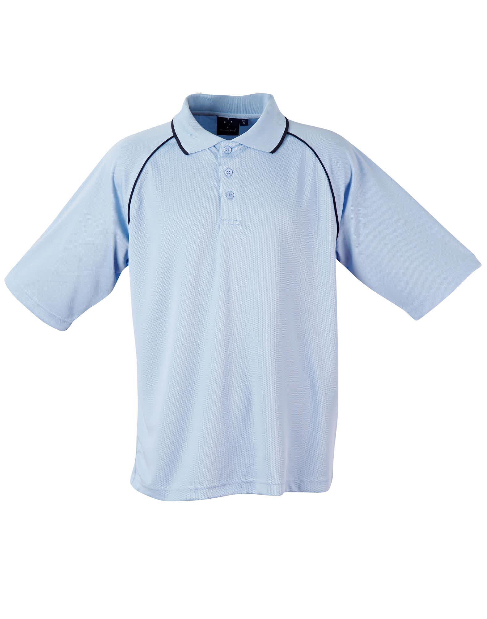 Mens CoolDry Raglan Short Sleeve Contrast Polo PS20 | Skyblue/Navy