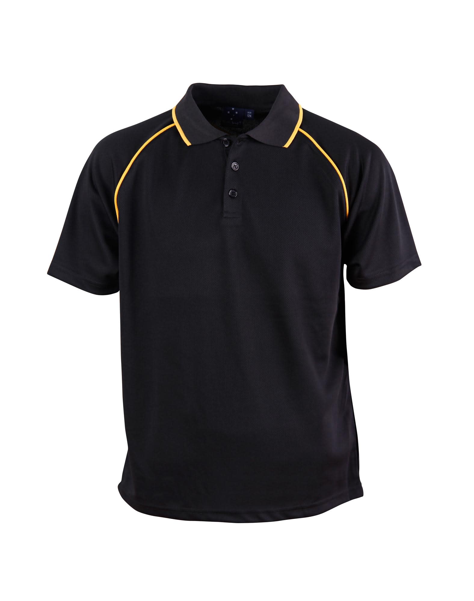 Kids CoolDry Raglan Short Sleeve Contrast Polo PS24 | Black/Gold