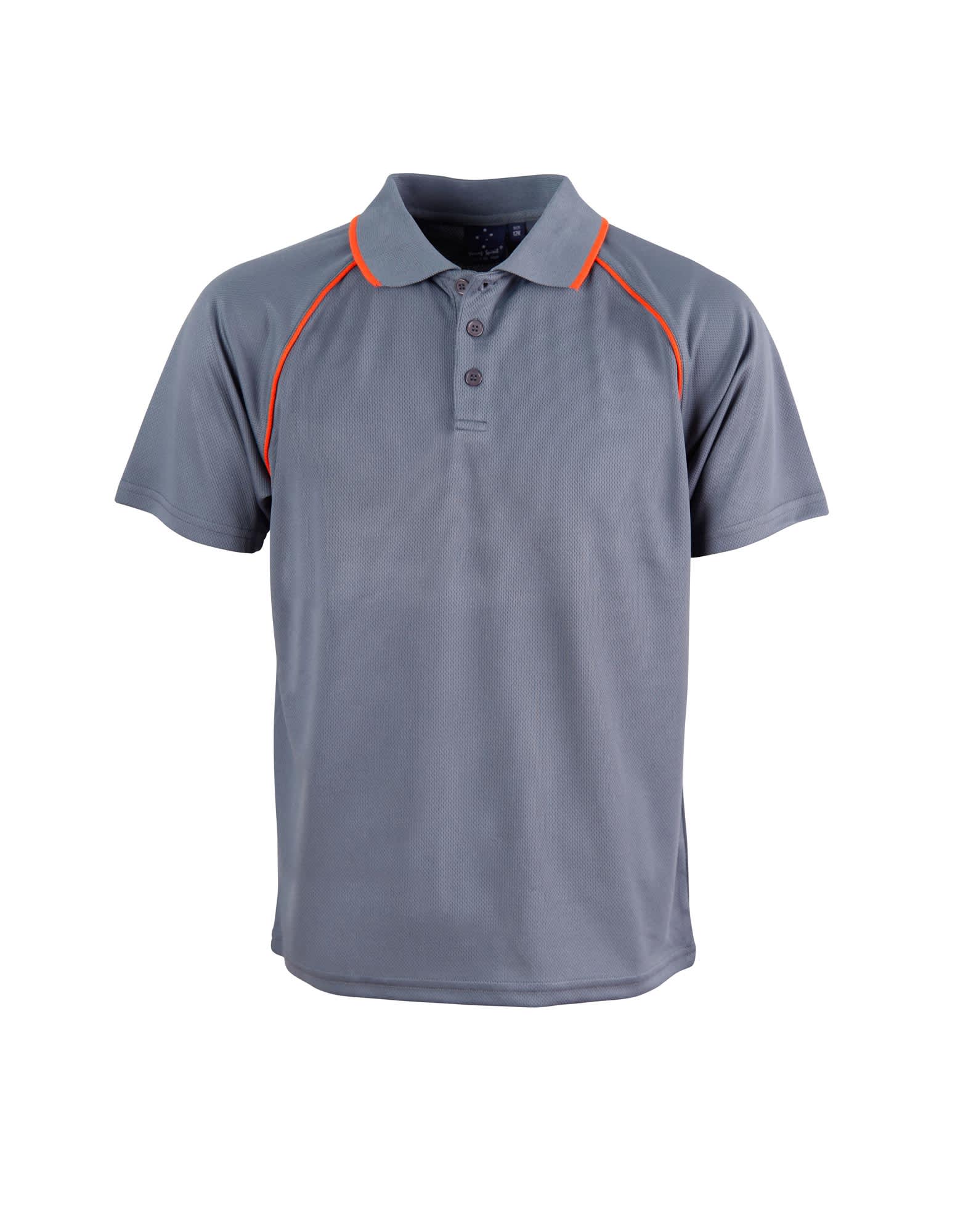 Kids CoolDry Raglan Short Sleeve Contrast Polo PS24 | Charcoal/Orange