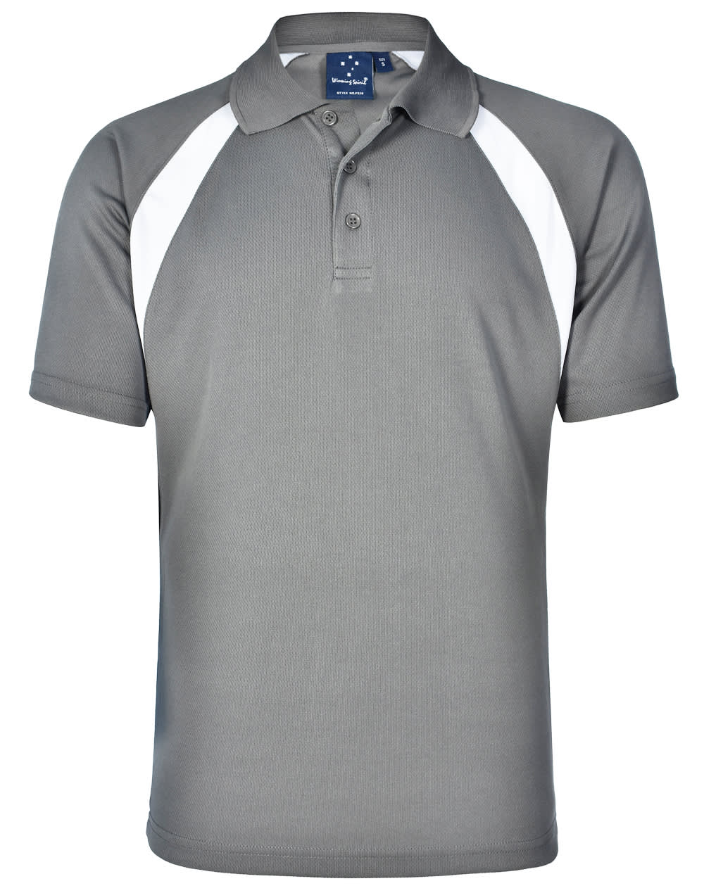 Mens CoolDry Tri-colour Contrast Short Sleeve Polo PS28 | Grey/White/Black