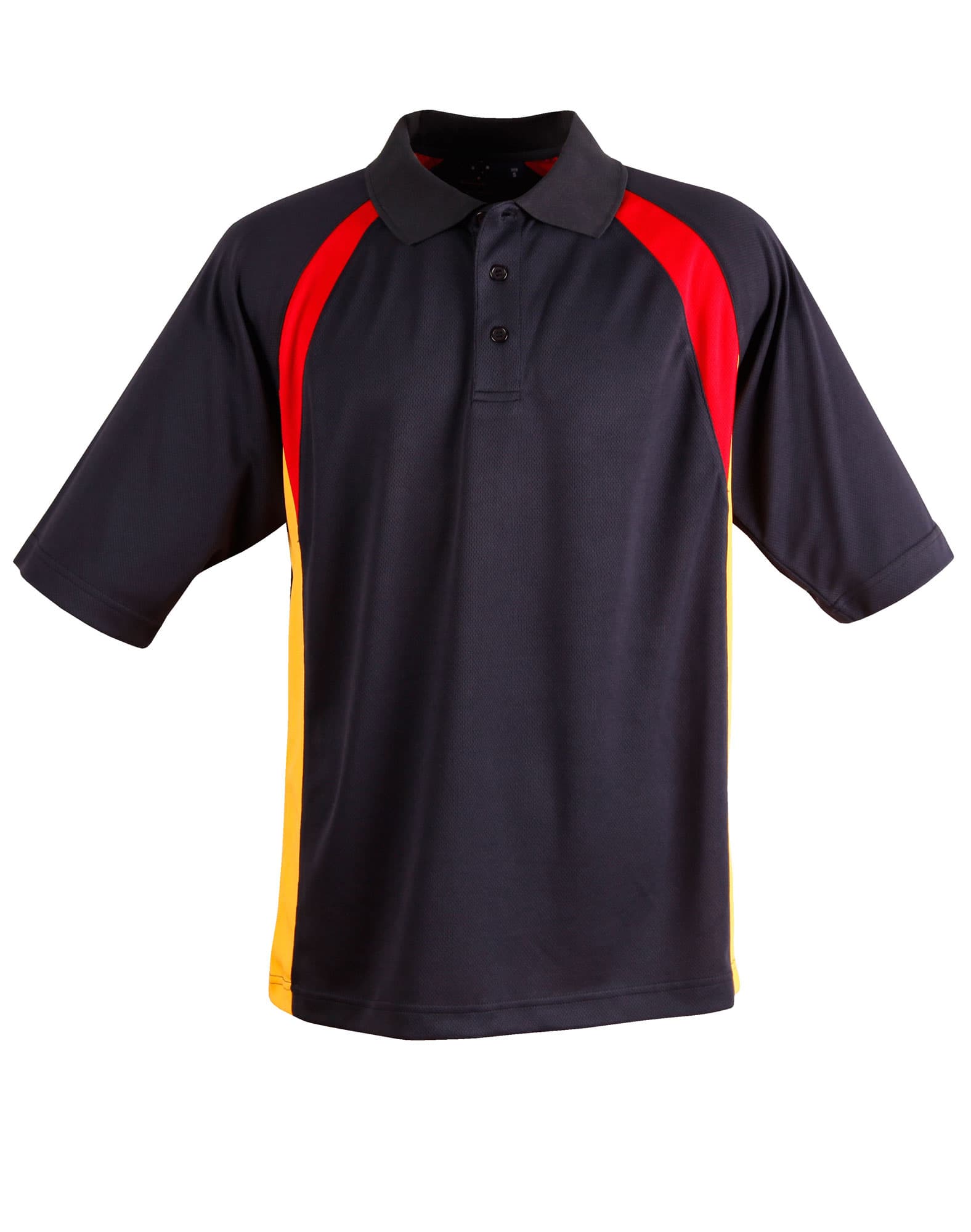 Mens CoolDry Tri-colour Contrast Short Sleeve Polo PS28 | Navy/Red/Gold