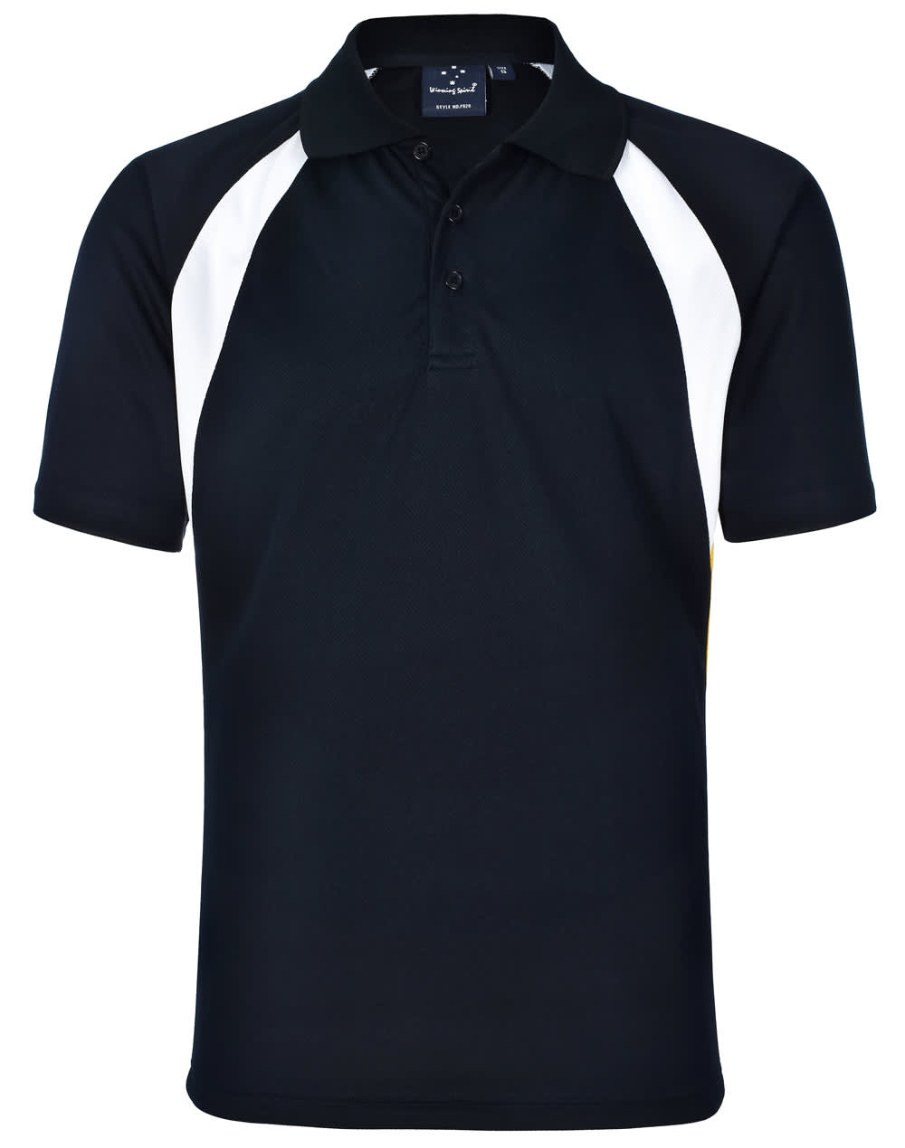 Mens CoolDry Tri-colour Contrast Short Sleeve Polo PS28 | Navy/White/Gold