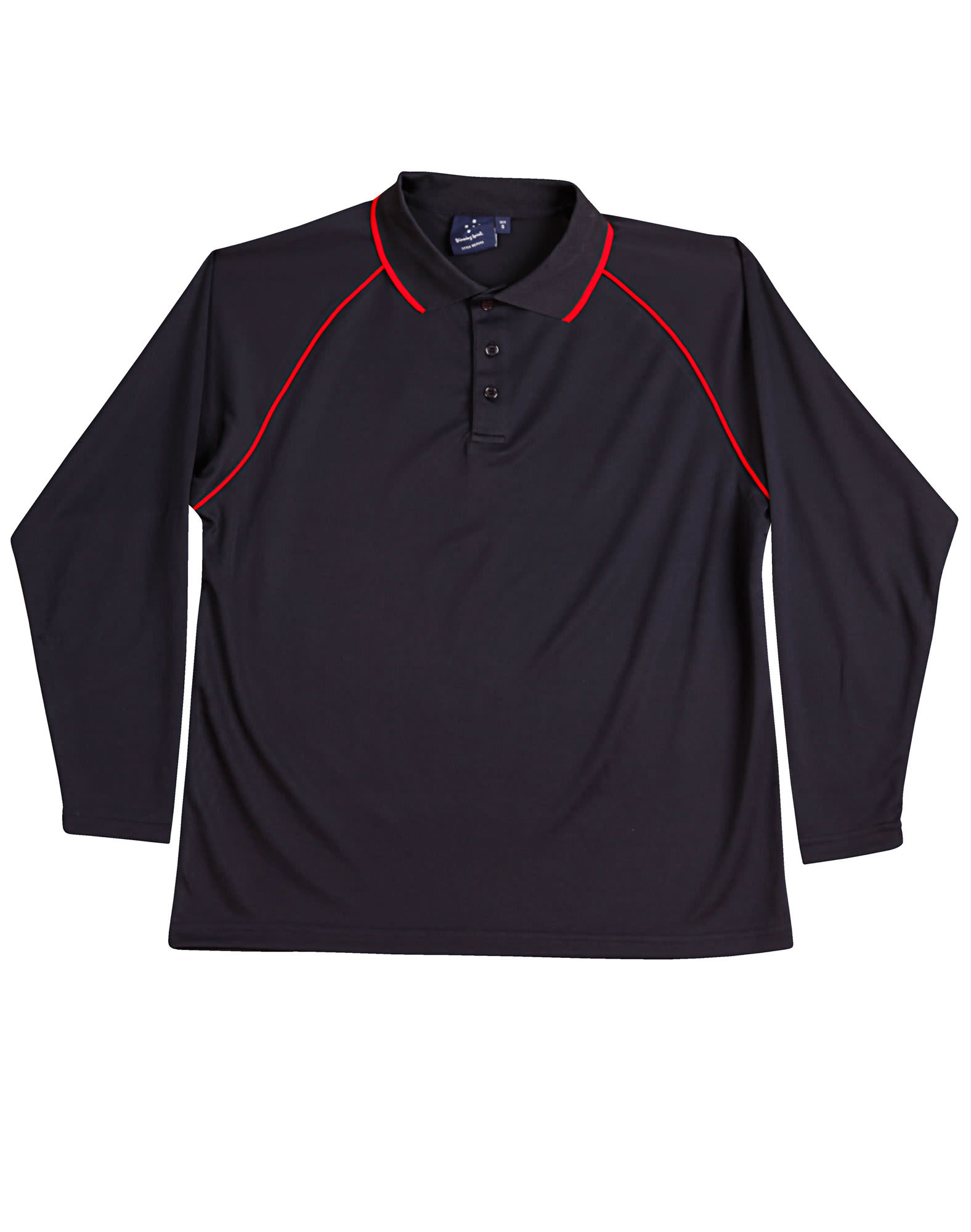 Mens CoolDry Long Sleeve Contrast Colour Polo PS43 | Navy/Red