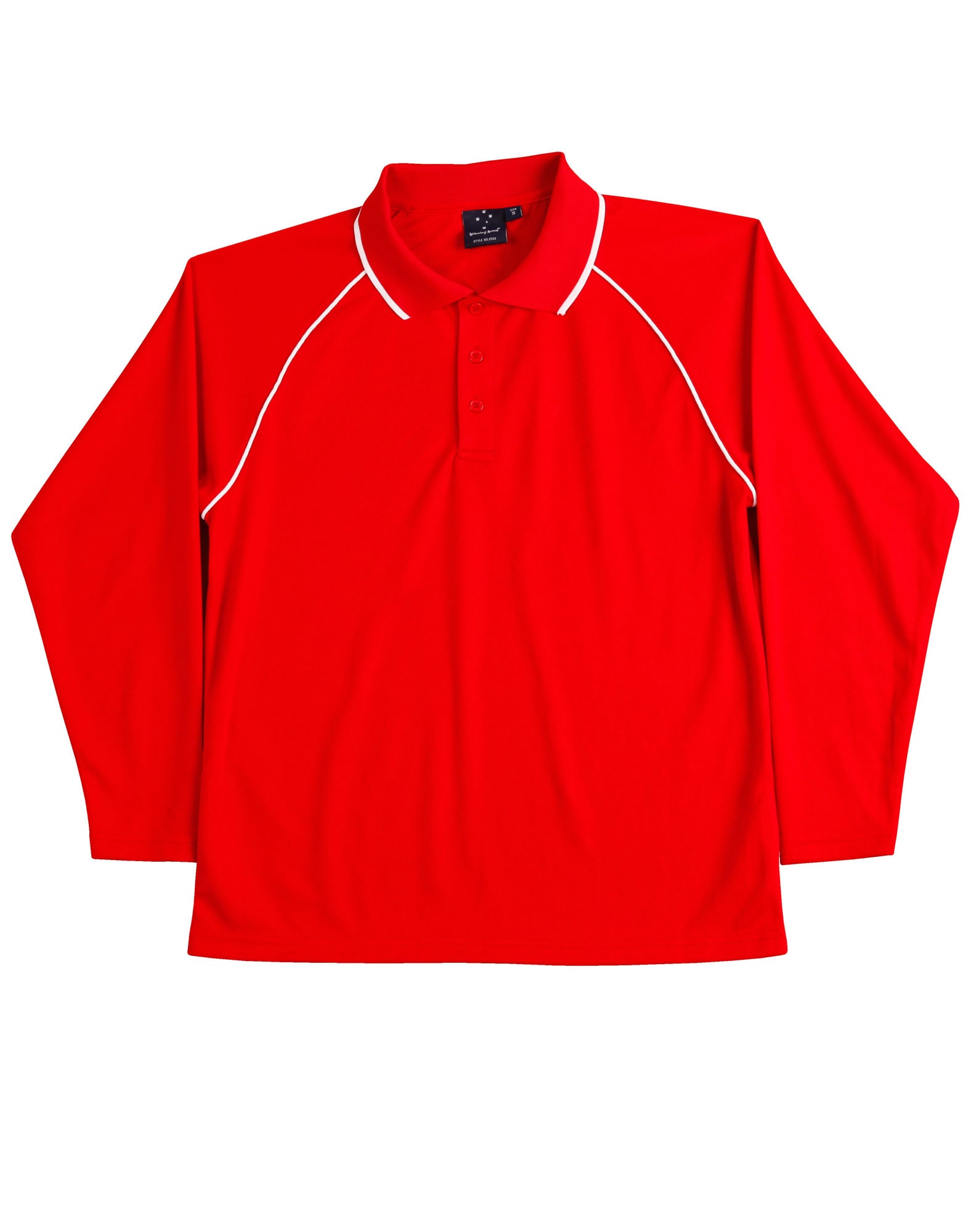 Kids CoolDry Long Sleeve Contrast Colour Polo PS43K | Red/White