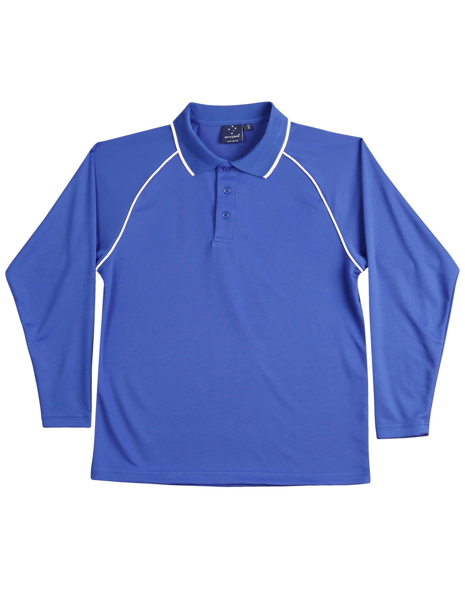 Mens CoolDry Long Sleeve Contrast Colour Polo PS43 | Royal/White