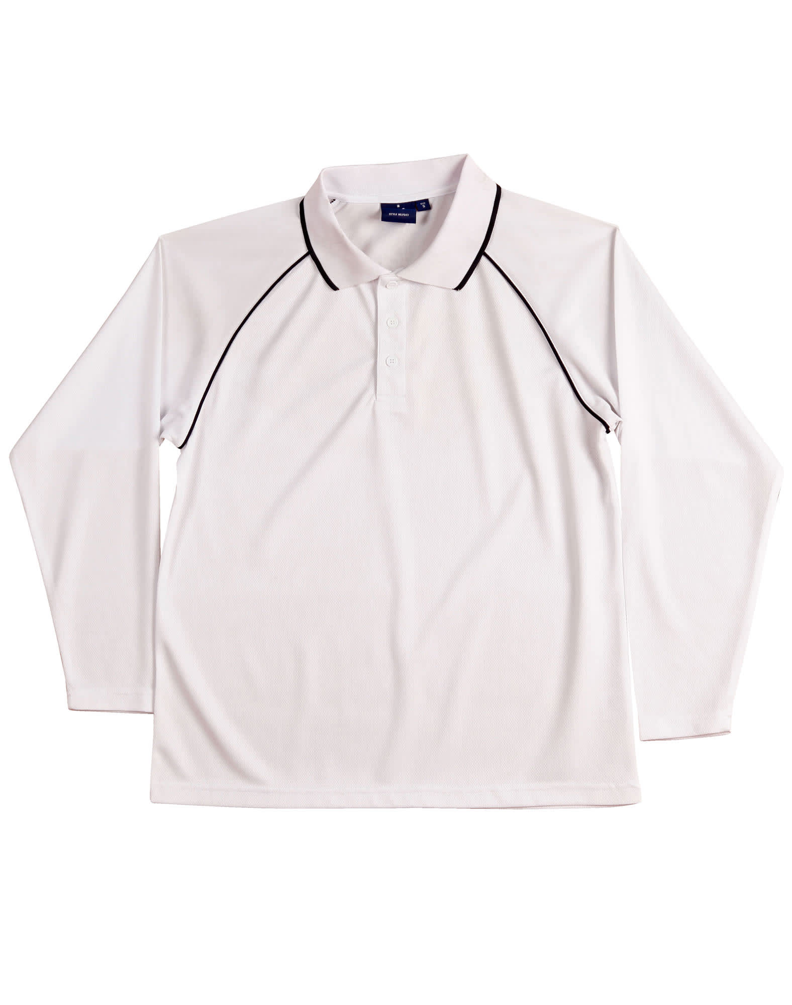 Mens CoolDry Long Sleeve Contrast Colour Polo PS43 | White/Navy