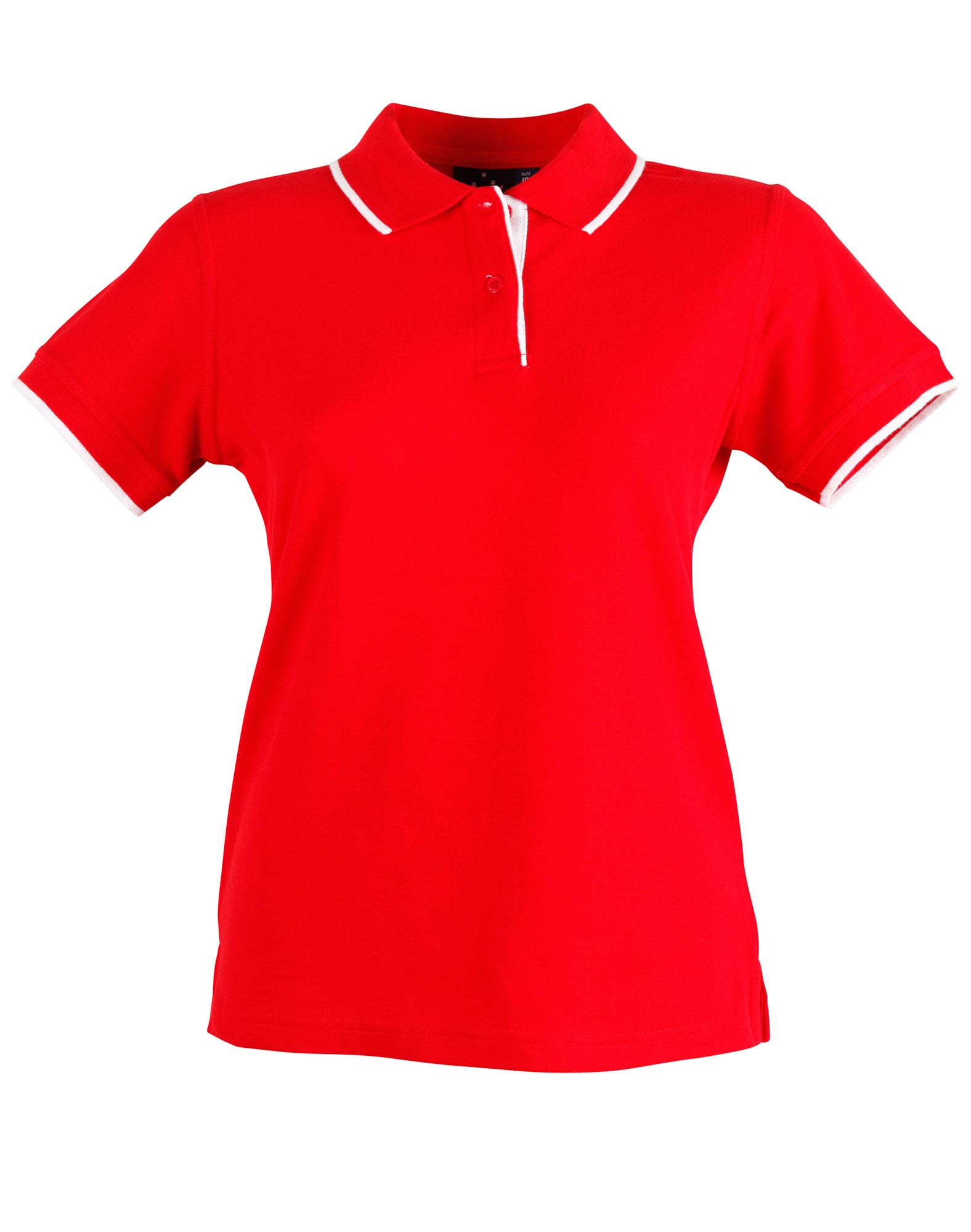 Ladies Poly/Cotton Contrast Pique Short Sleeve Polo PS48A | Red/White