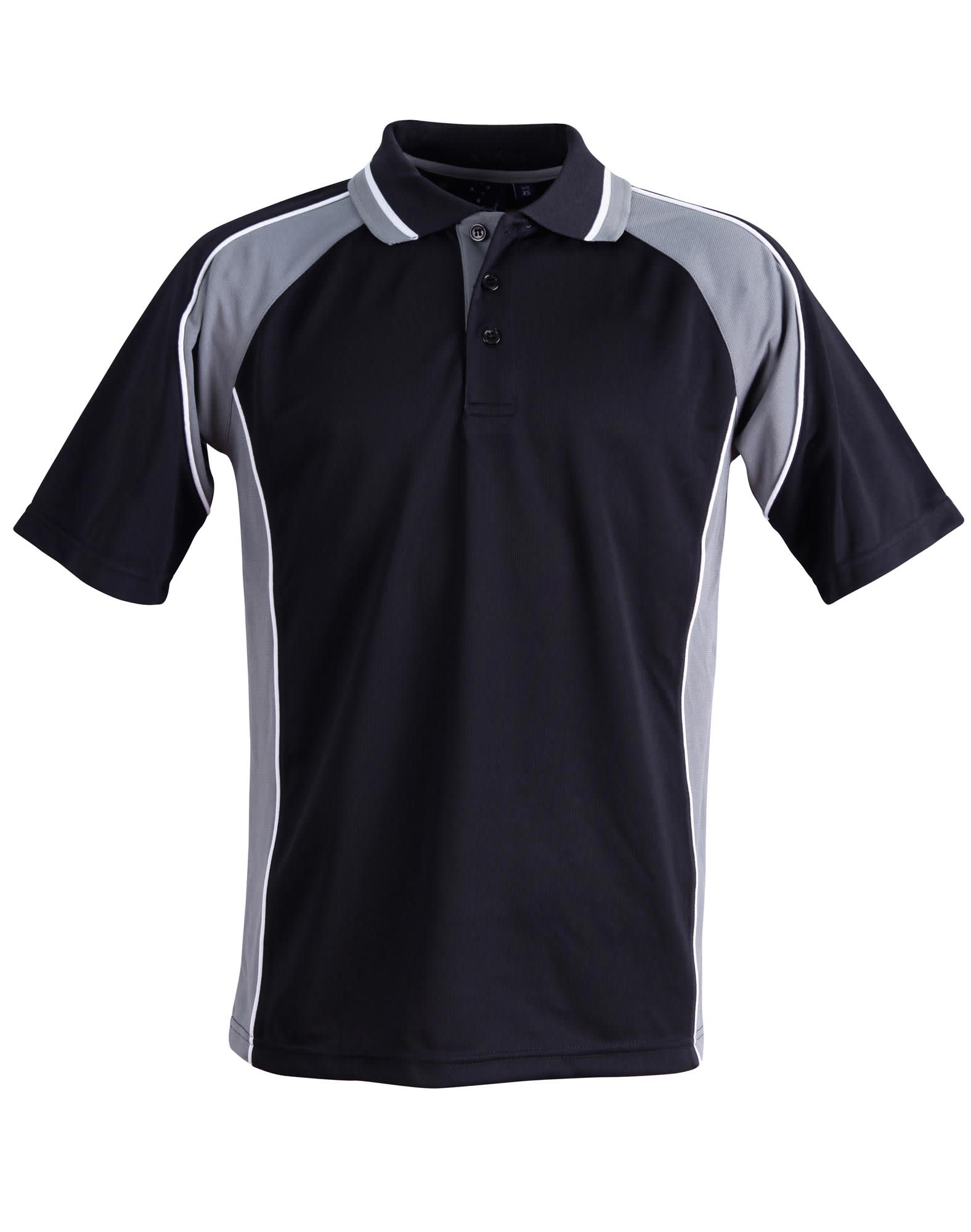 Mens CoolDry Mini Waffle Short Sleeve Polo PS49 | Black/Ash