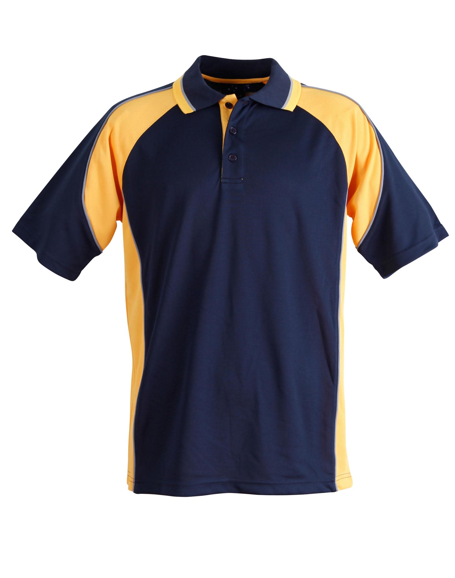 Mens CoolDry Mini Waffle Short Sleeve Polo PS49 | Navy/Gold