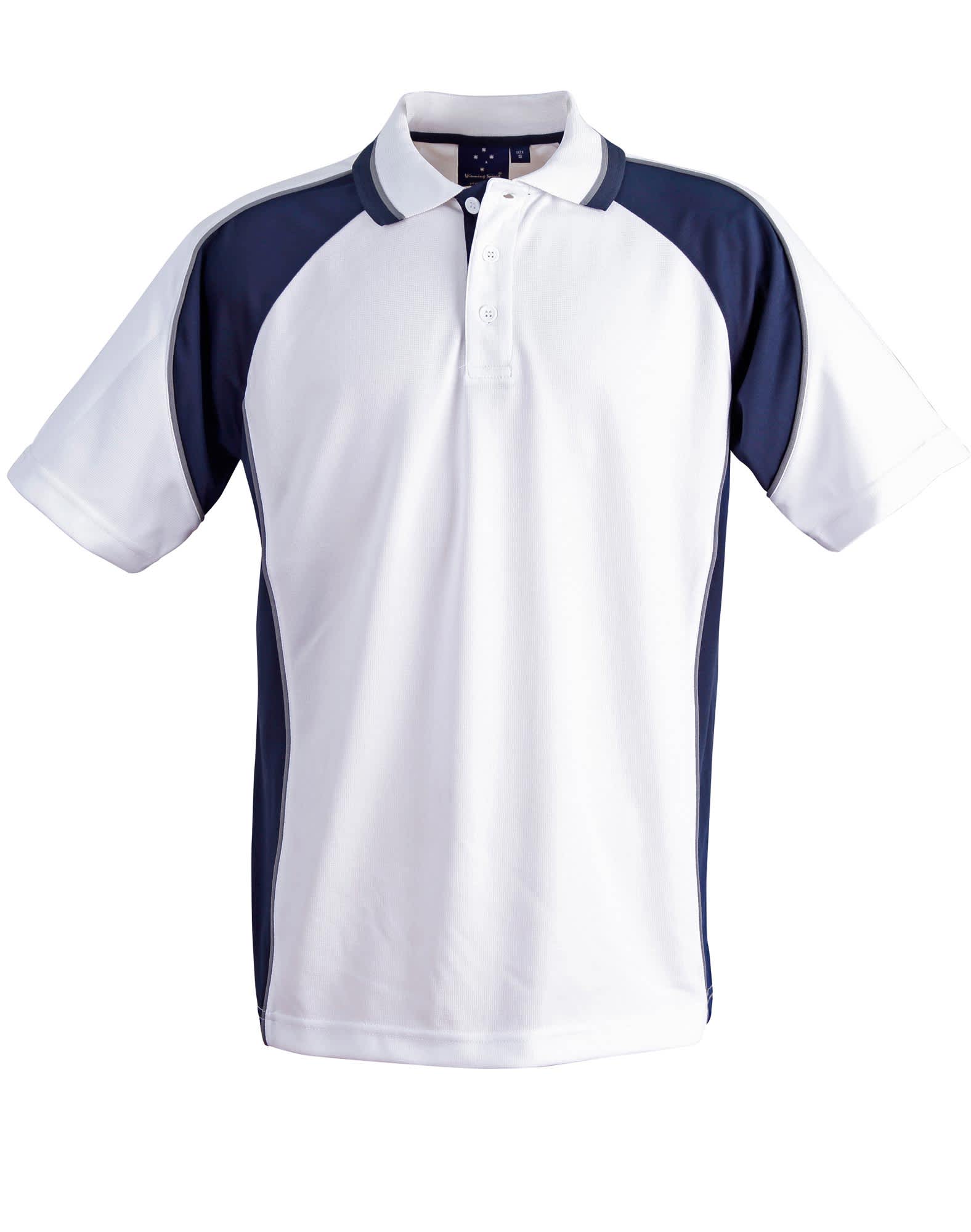 Mens CoolDry Mini Waffle Short Sleeve Polo PS49 | White/Navy