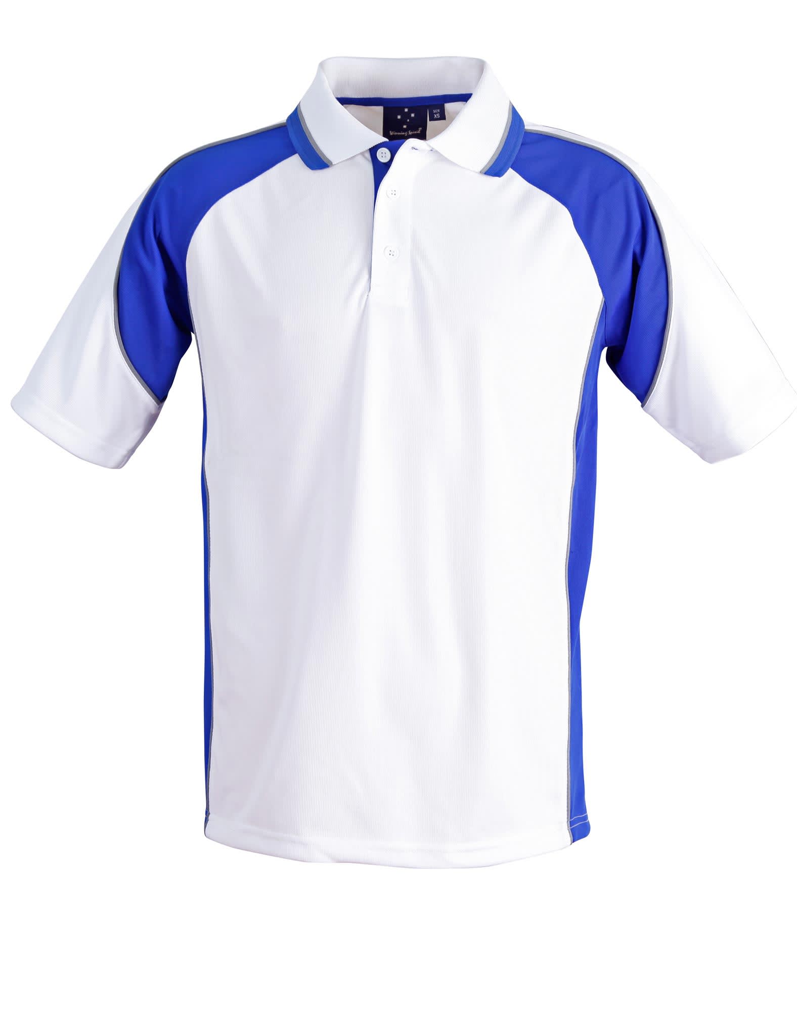 Mens CoolDry Mini Waffle Short Sleeve Polo PS49 | White/Royal