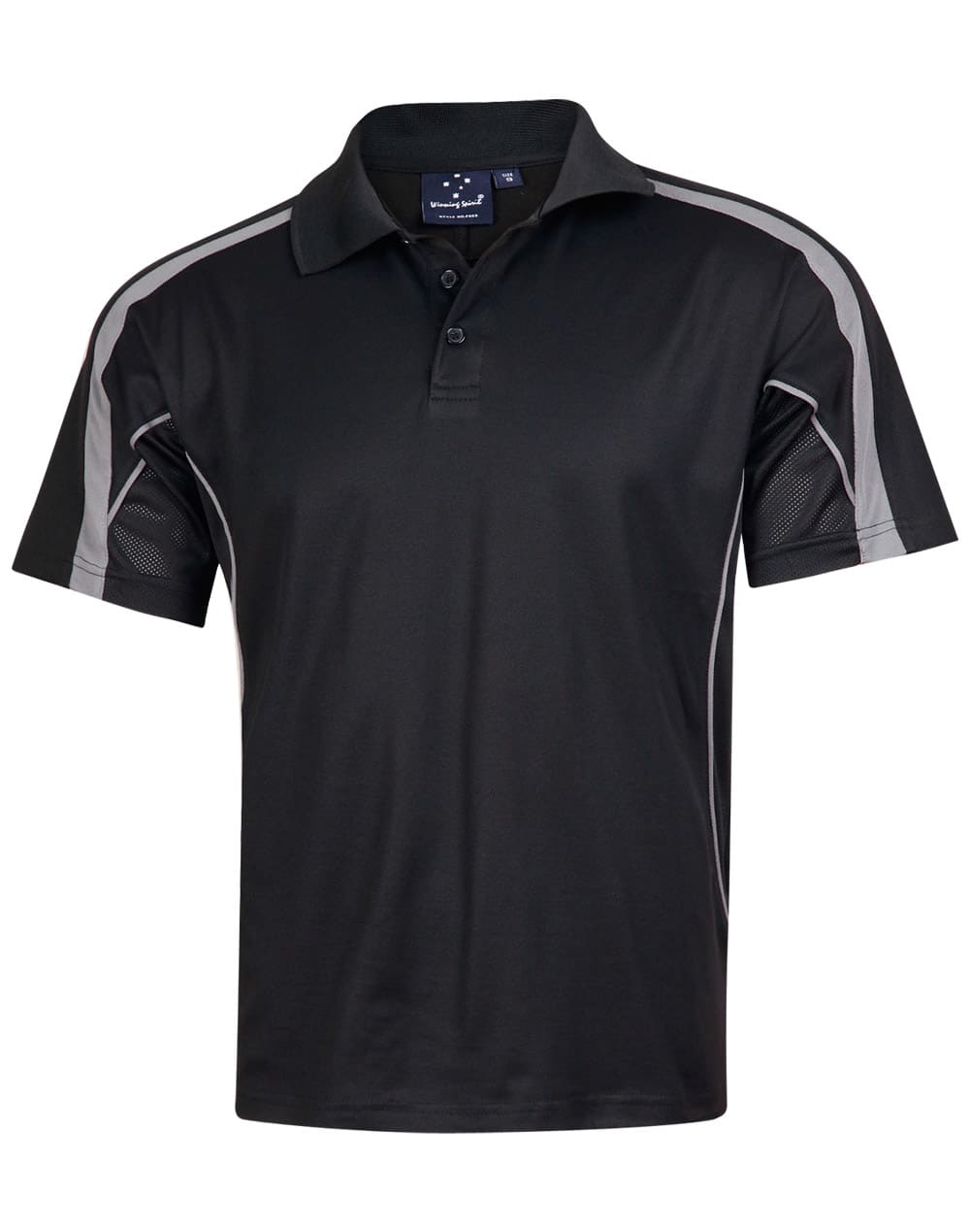 Mens TrueDry Fashion Short Sleeve Polo PS53 | Black/Ash