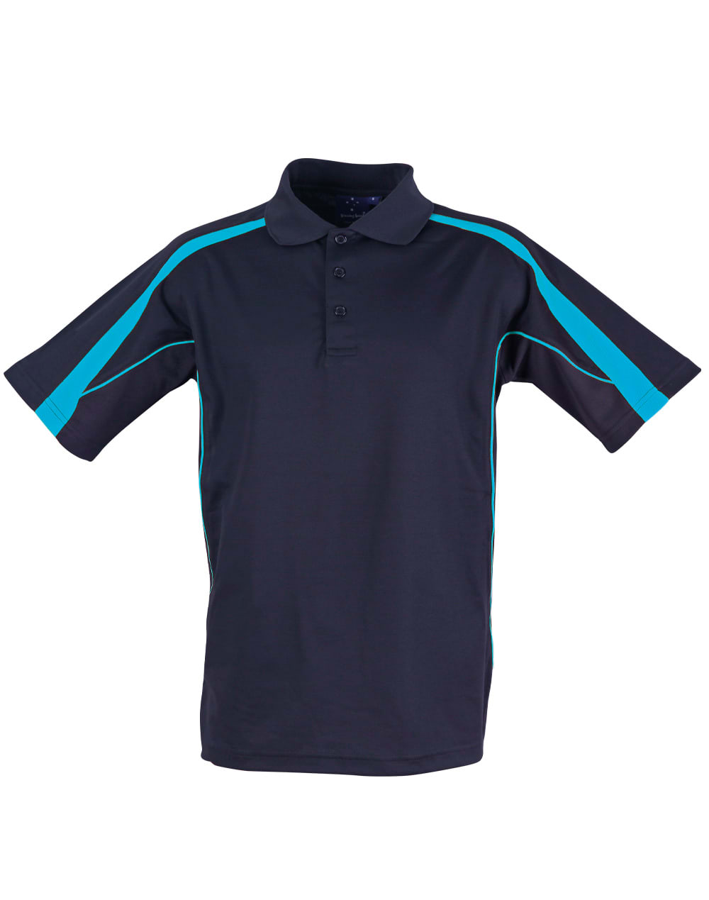 Kids TrueDry Fashion Short Sleeve Polo PS53K | Navy/Aqua Blue