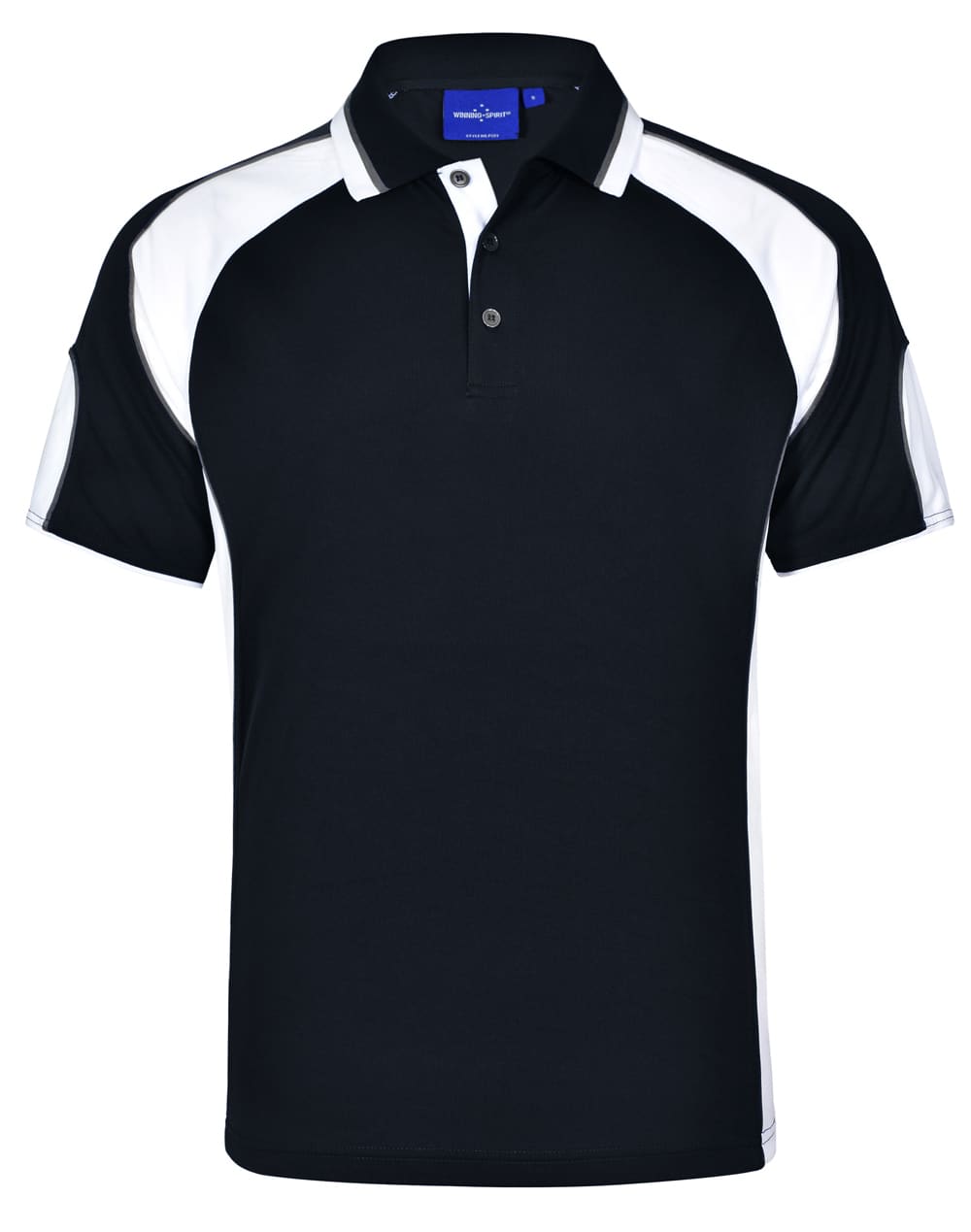 Mens CoolDry Contrast Short Sleeve Polo with Sleeve Panels PS61 | Black/White