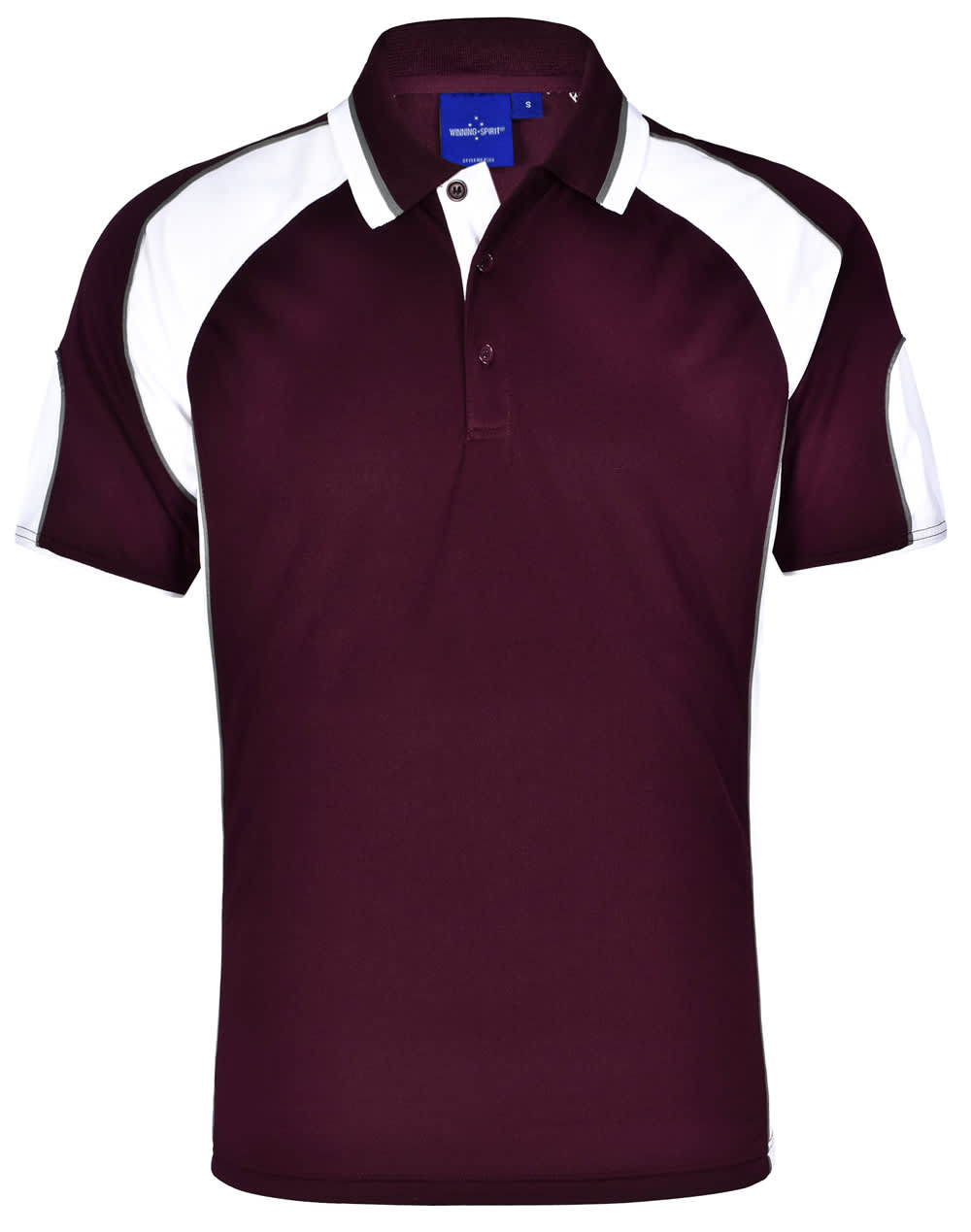 Mens CoolDry Contrast Short Sleeve Polo with Sleeve Panels PS61 | Maroon/White