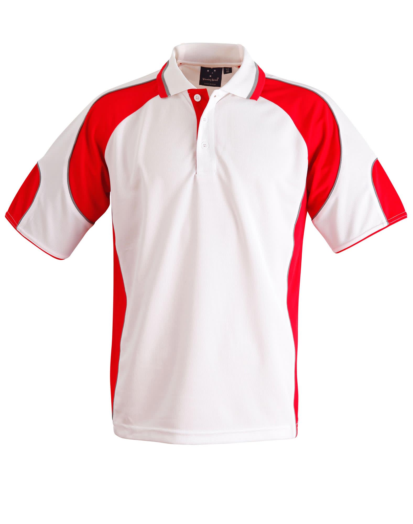 Mens CoolDry Contrast Short Sleeve Polo with Sleeve Panels PS61 | White/Red