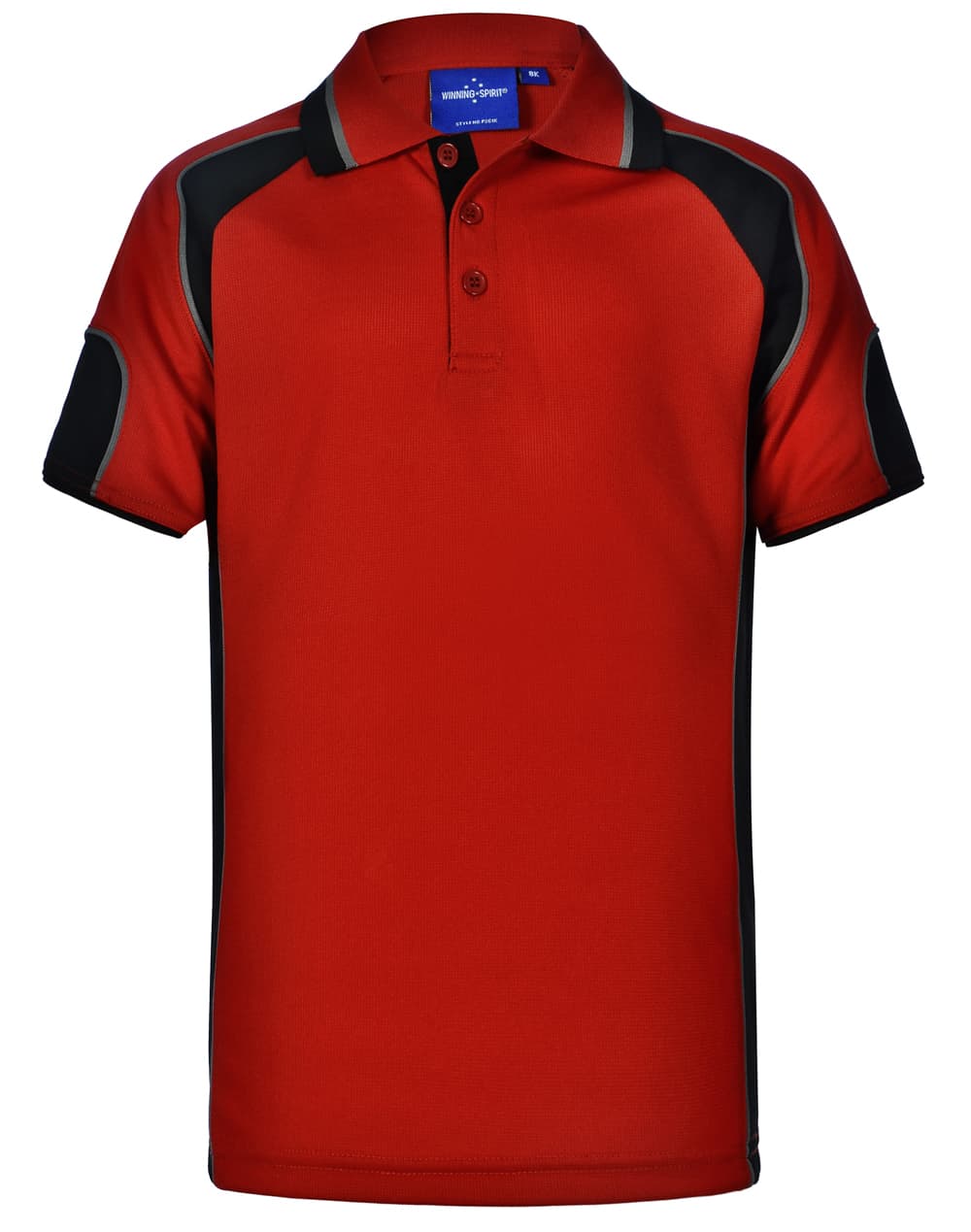 Kids CoolDry Contrast Short Sleeve Polo with Sleeve Panels PS61K | Red/Black