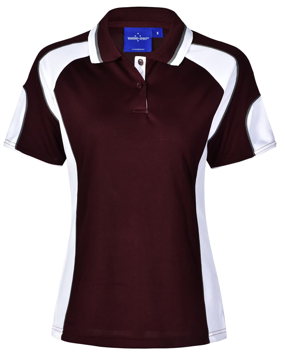 Ladies CoolDry Contrast Short Sleeve Polo with Sleeve Panels PS62 | Maroon/White