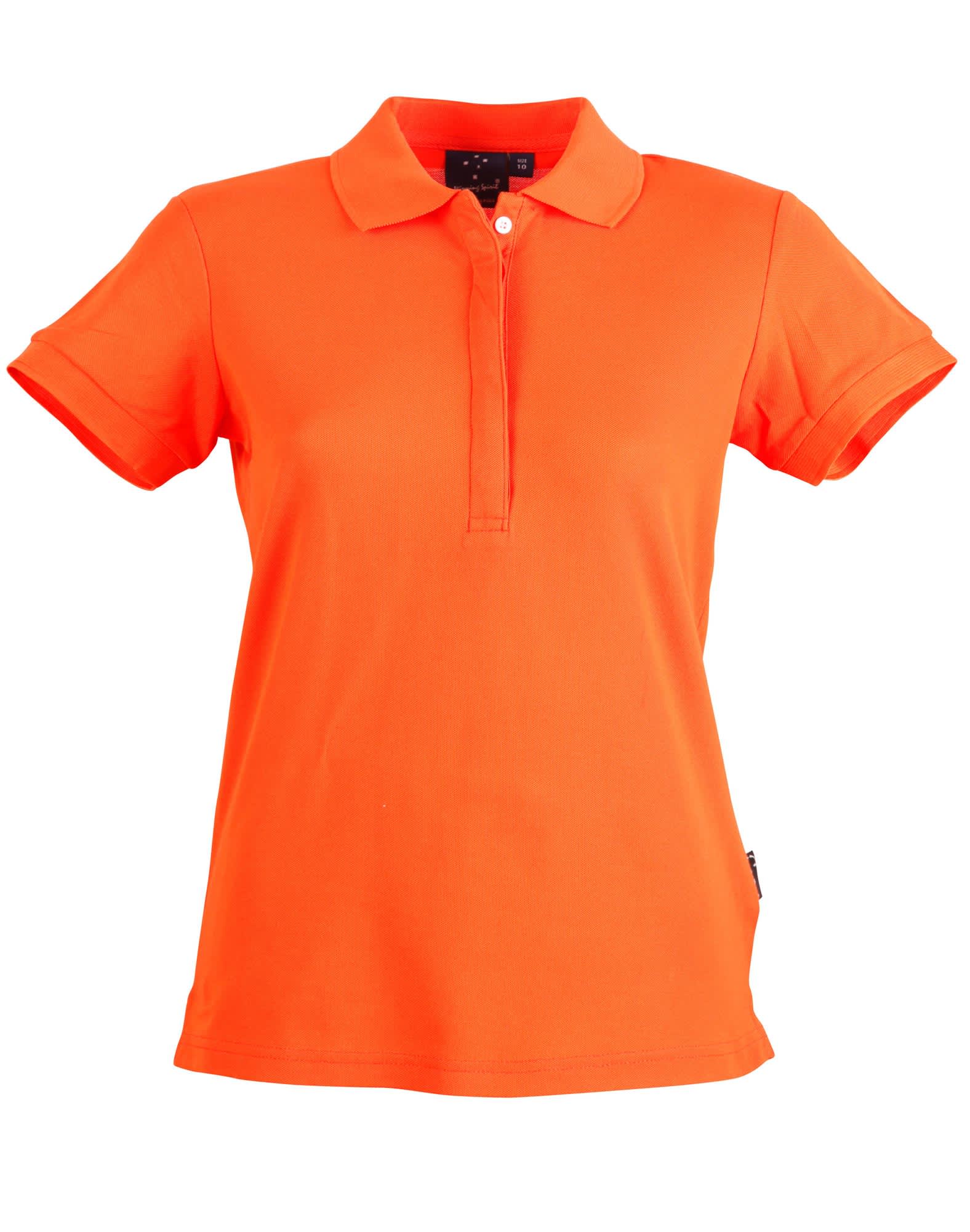 Ladies TrueDry Solid Colour Short Sleeve Pique Polo PS64 | Orange