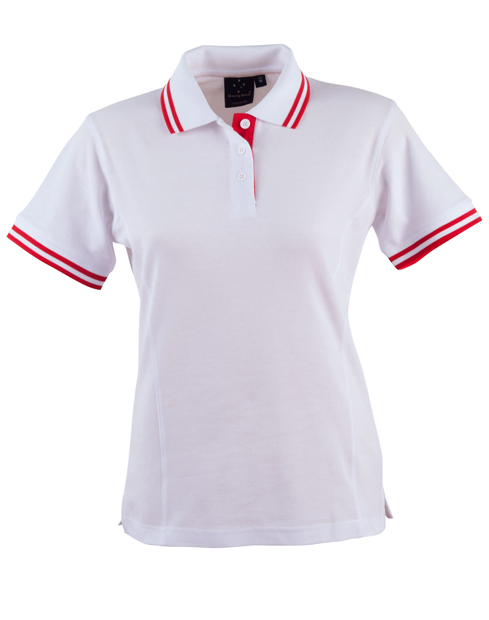 Ladies TrueDry Pique Short Sleeve Polo PS66 | White/Red