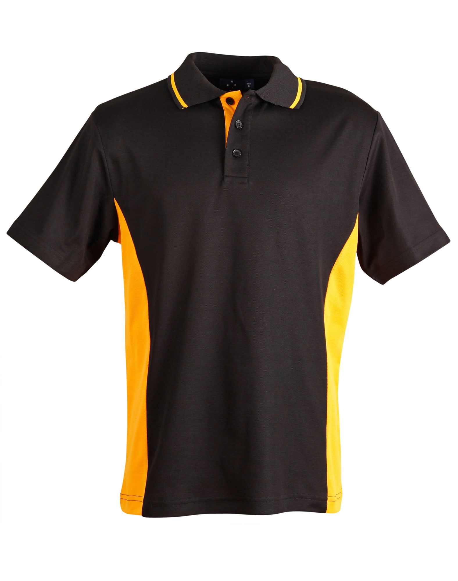 Kids TrueDry Contrast Short Sleeve Polo PS73K | Black/Gold