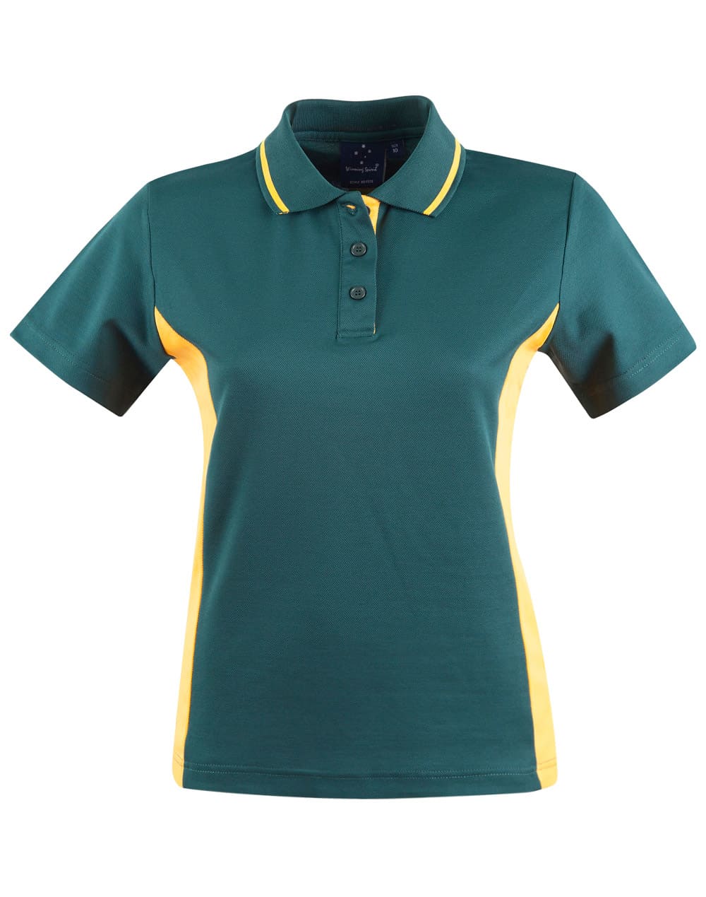 Ladies TrueDry Contrast Short Sleeve Polo PS74 | Bottle/Gold