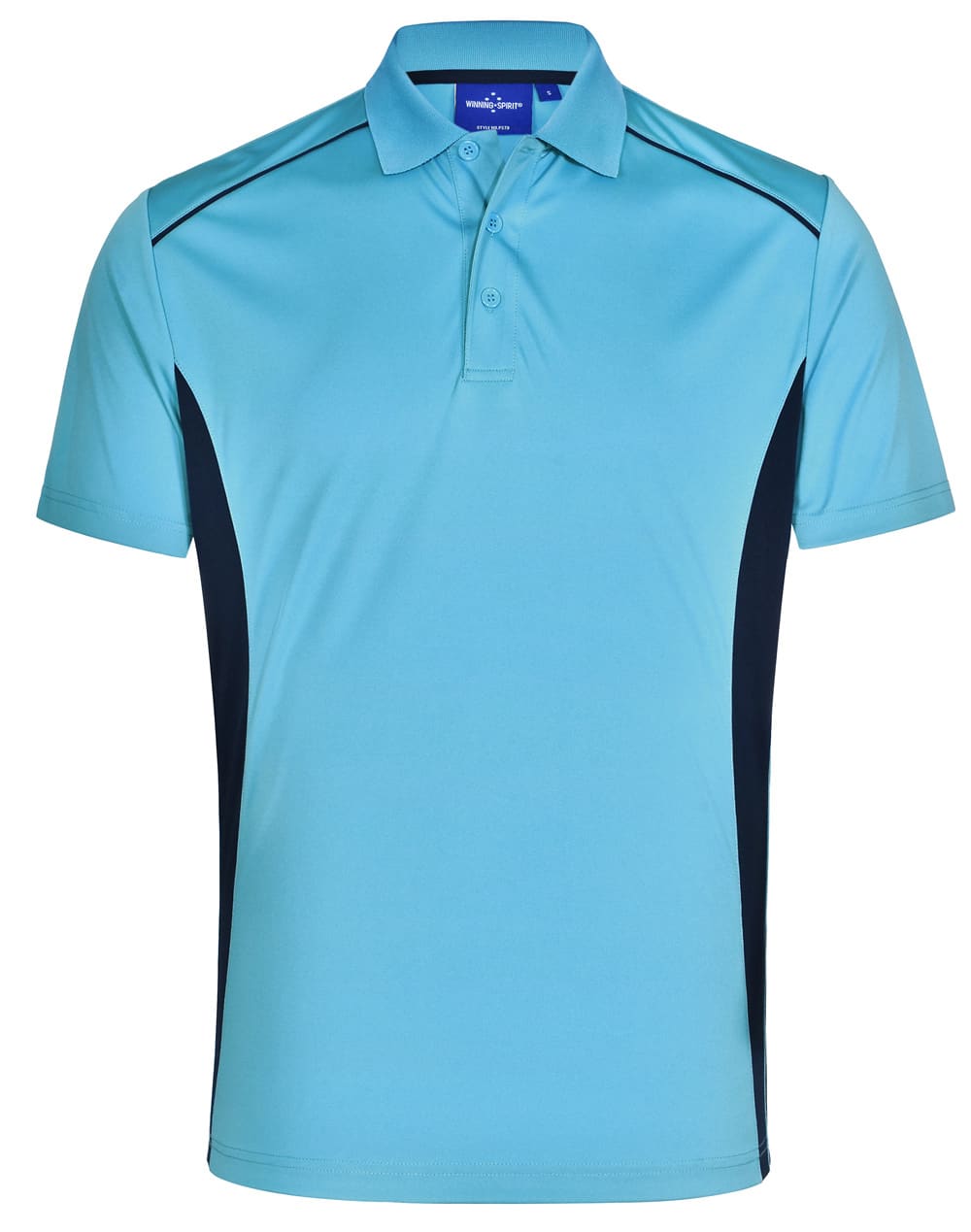 Mens CoolDry Short Sleeve Contrast Polo PS79 | Aqua Blue/Navy